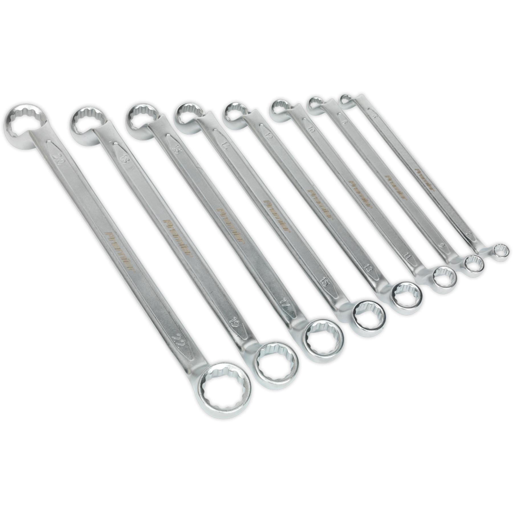Sealey Offset Double End Ring Spanner Set 8pc Metric