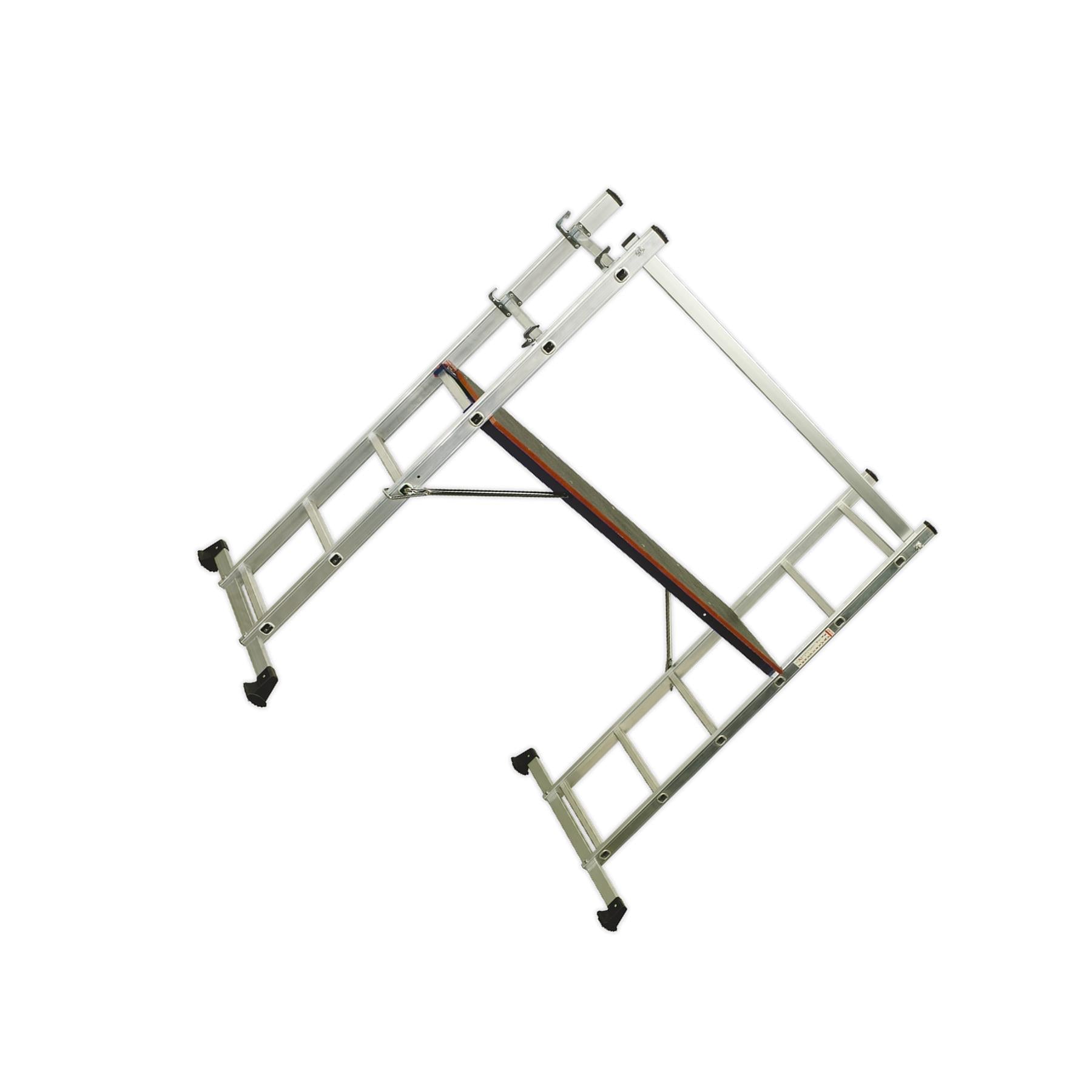 Sealey Aluminium Scaffold Ladder 4-Way EN 131 Used As Extending, Single, Step Or Complete Scaffolding Unit