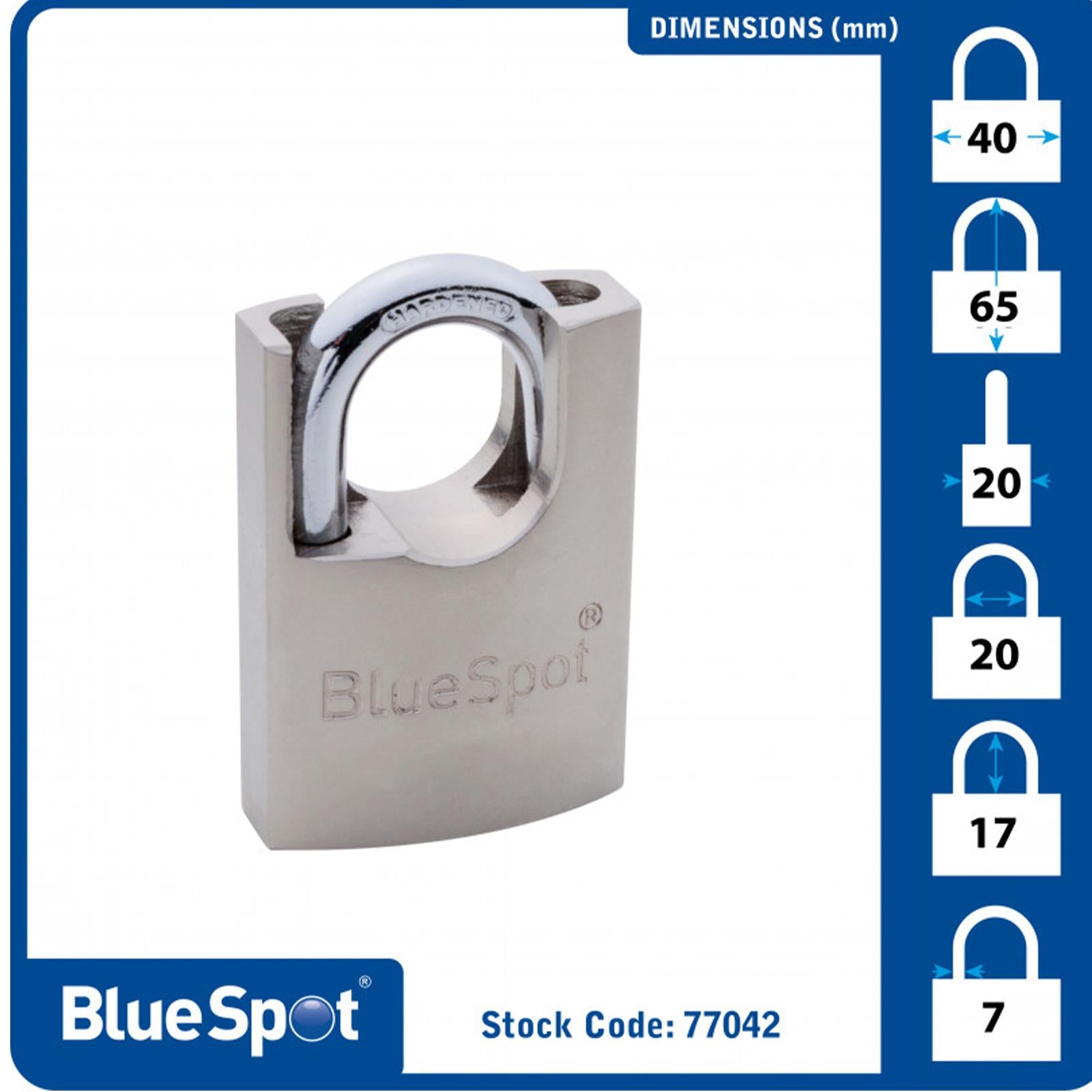 Bluespot 40MM High Security Shrouded Closed Shackle Padlock Steel Chain Lock 4 Keys