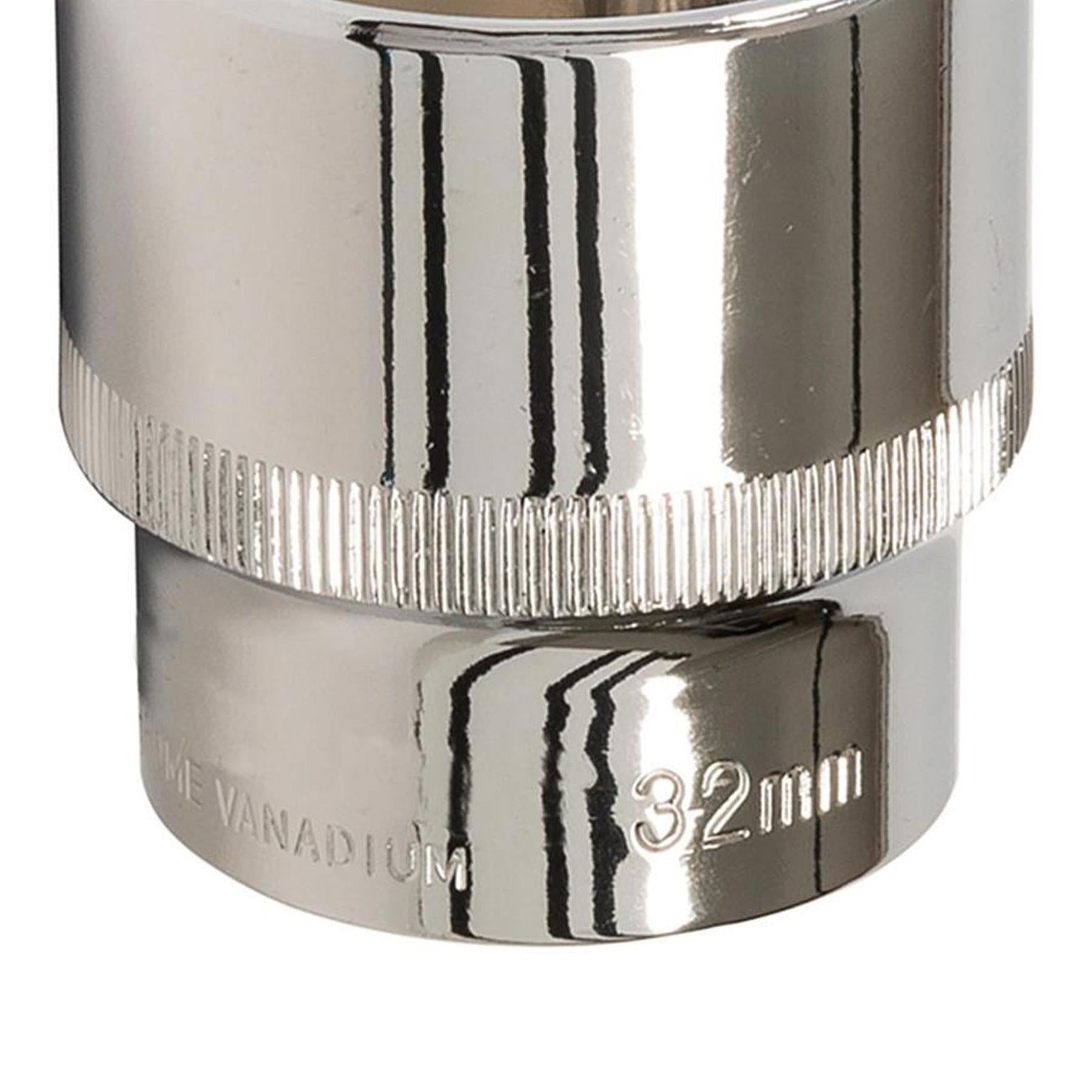 Socket 1/2" Drive Metric Hex Square 32mm Individual Hex Polished Crv Quality