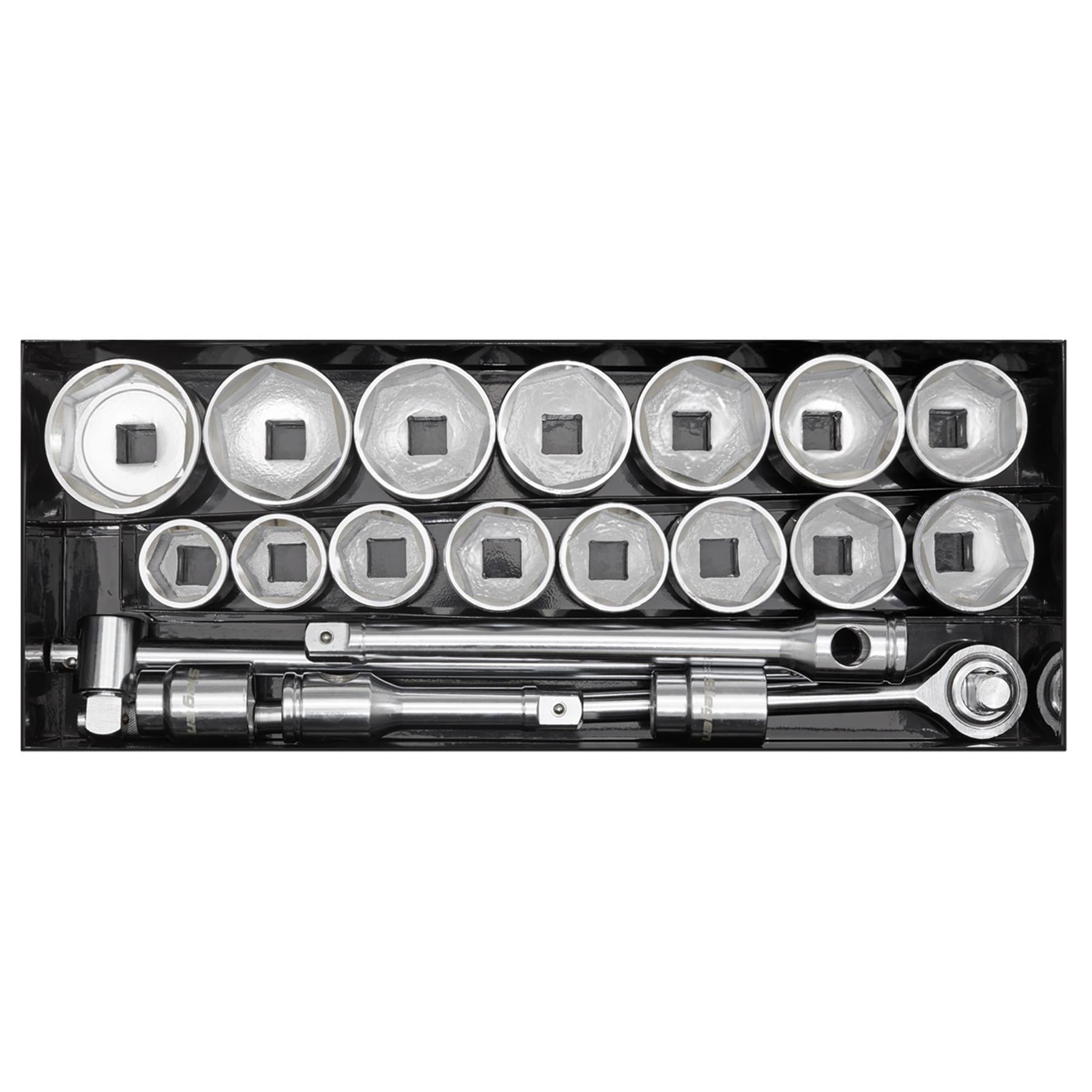 Sealey Socket Set 21pc 1"Sq Drive 6pt WallDrive Metric