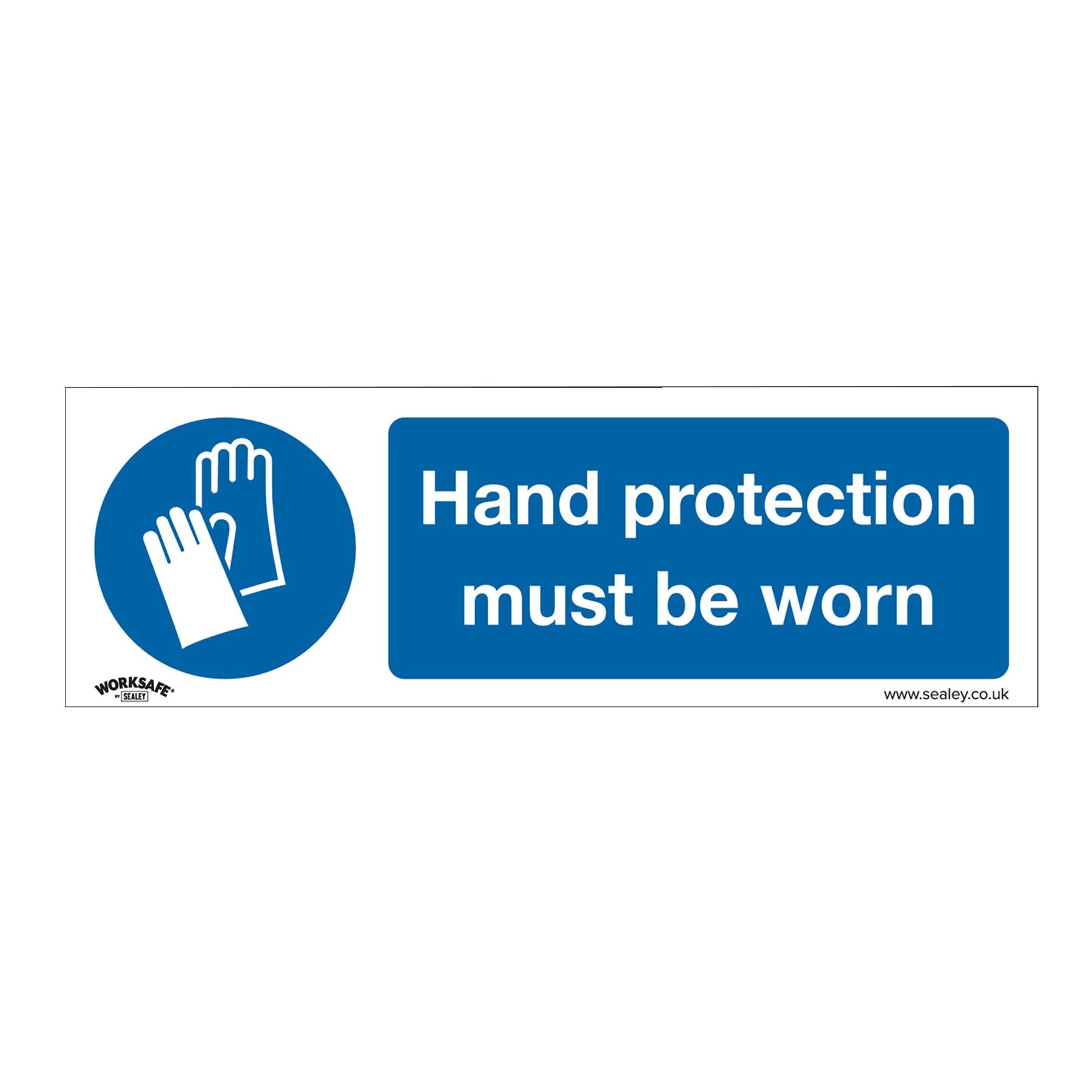 Sealey Safety Sign-Hand Protection Must Be Worn-Self-Adhes-Pk of 10