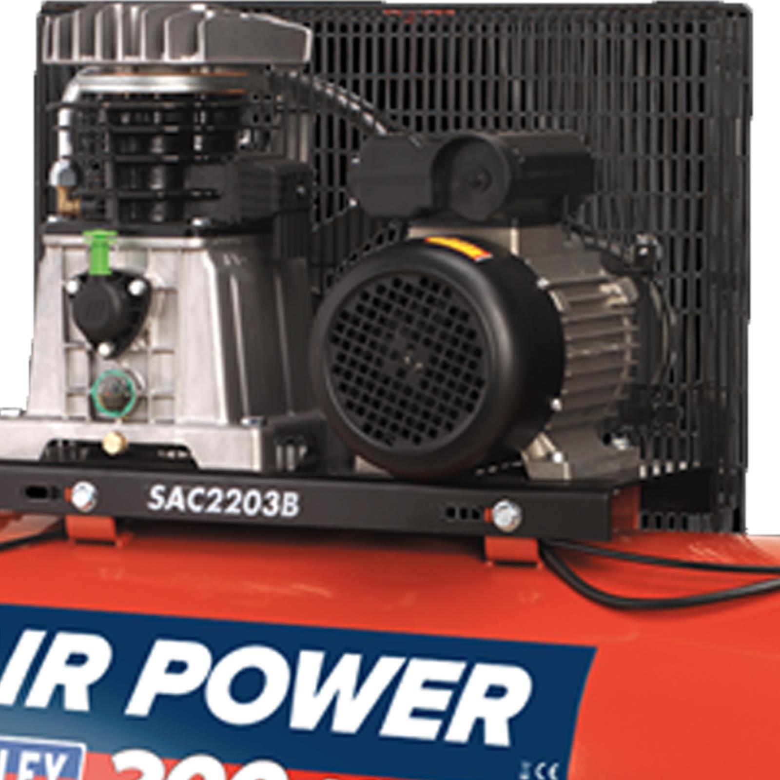 Sealey Compressor 200L Belt Drive 3hp with Cast Cylinders