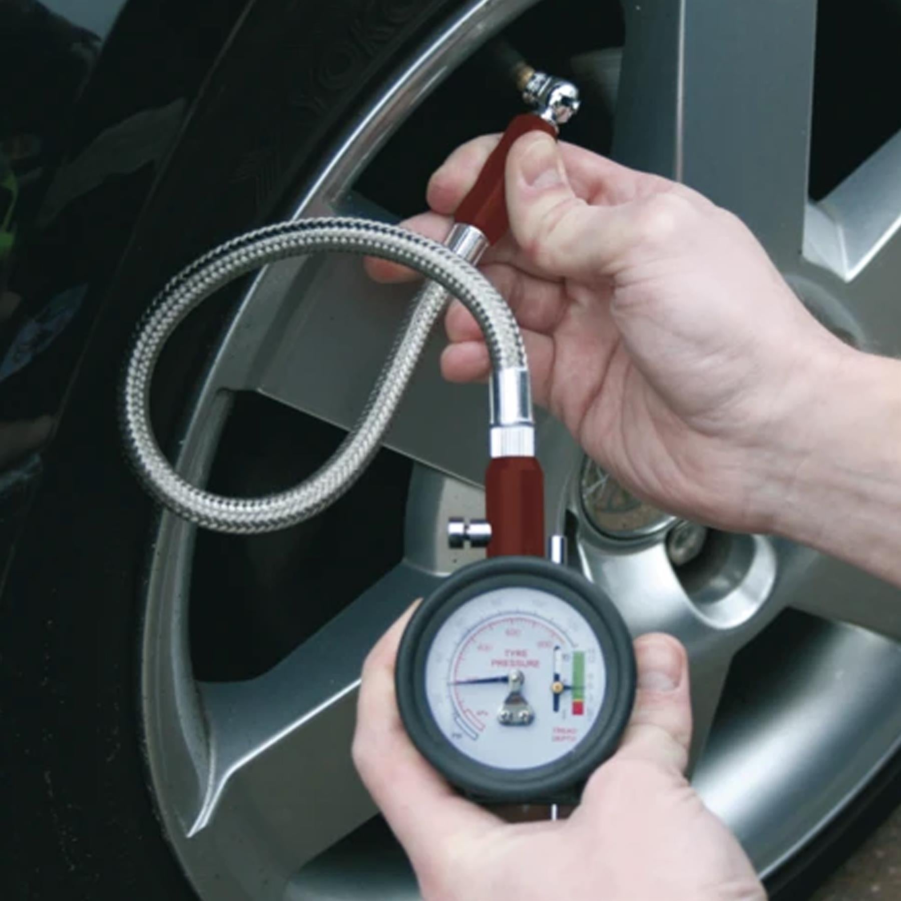 Sealey Tyre Pressure Gauge with Tyre Tread Depth Gauge - Flexi Hose