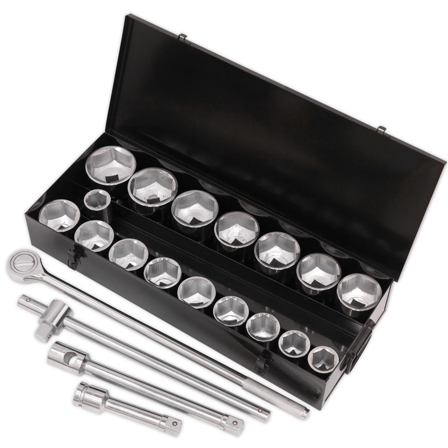 Sealey Socket Set 21pc 1"Sq Drive 6pt WallDrive Metric