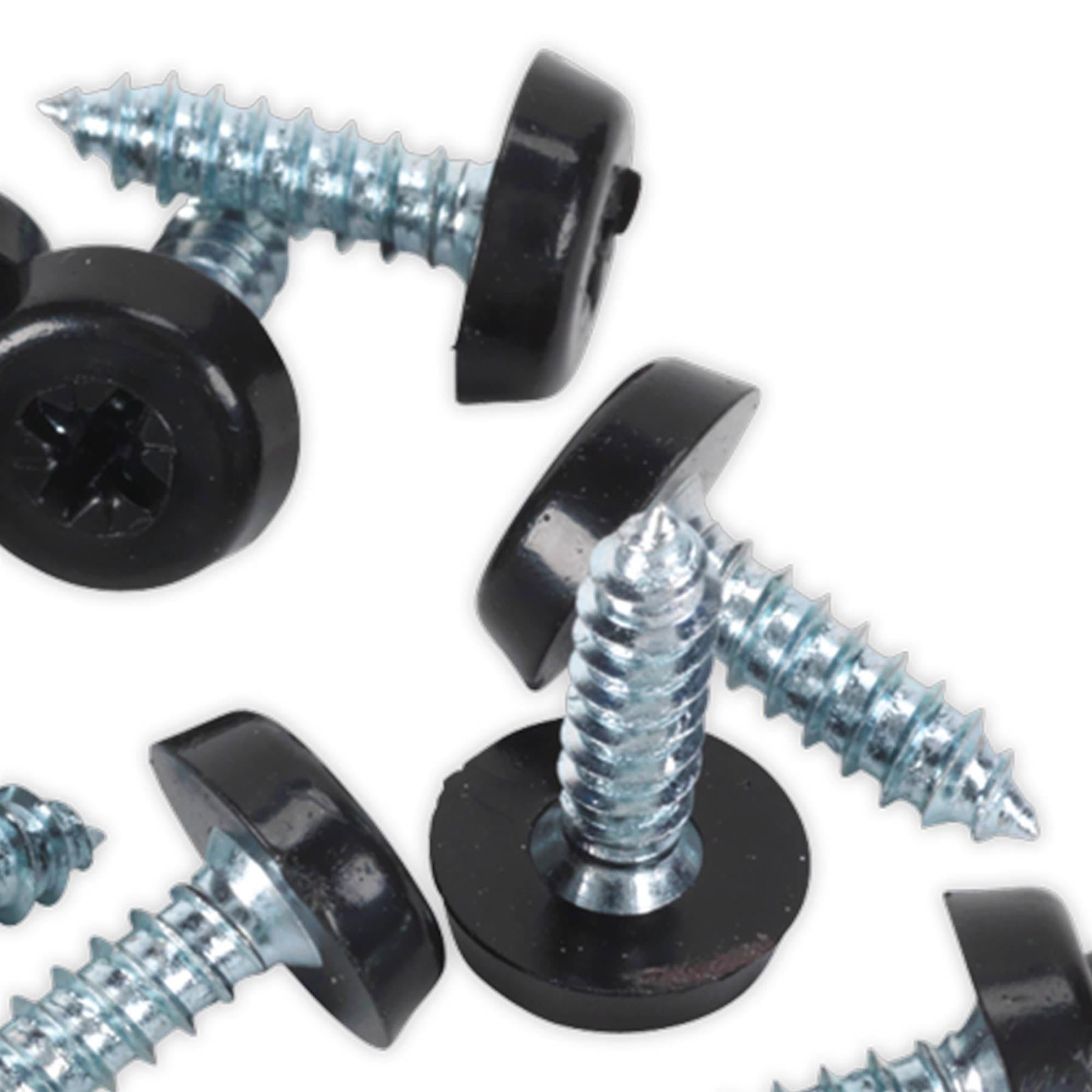 Sealey Numberplate Screw Plastic Head 4.8 x 18mm Black Pack of 50