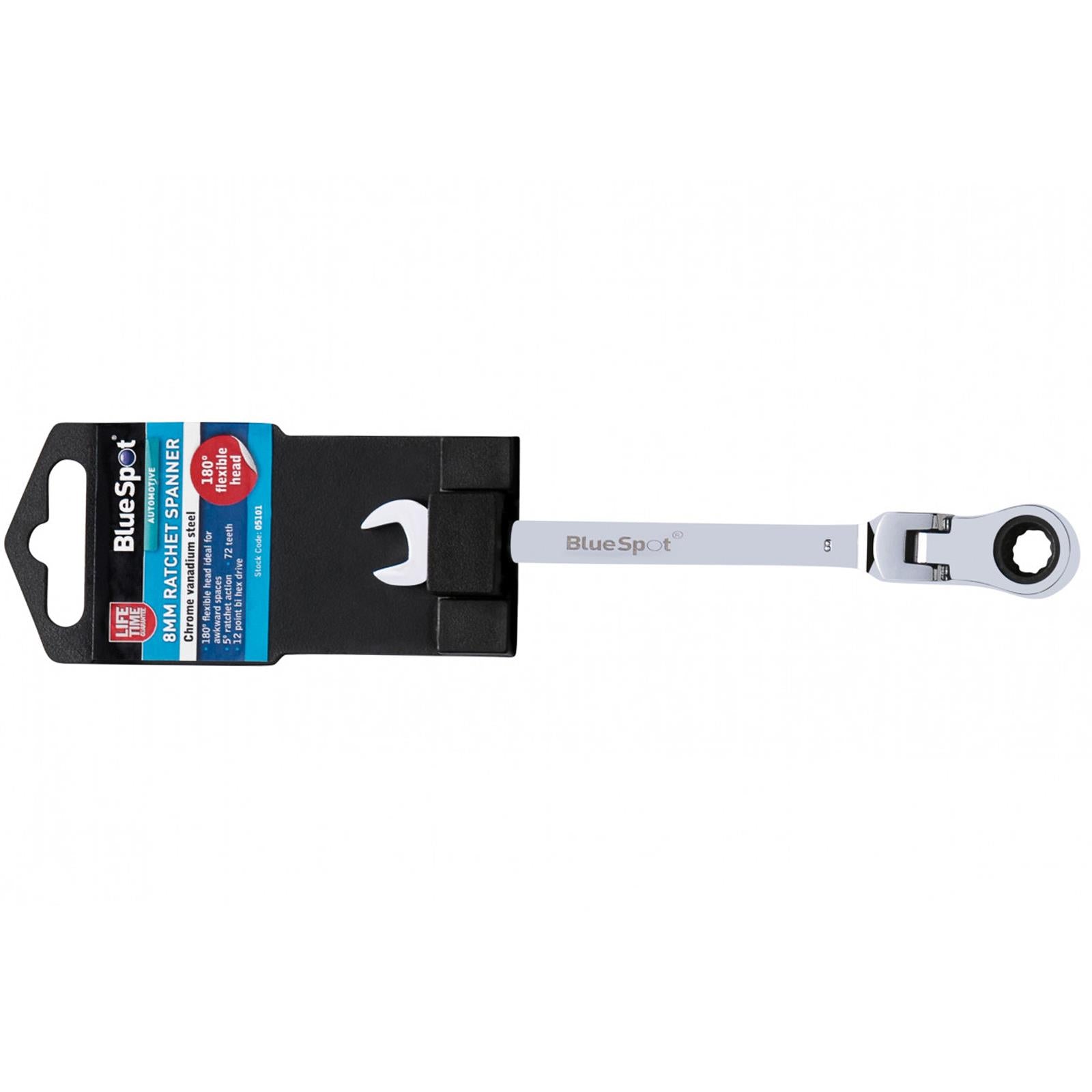 BlueSpot Ratchet Spanner Combination Flexible Head Wrench Metric 8