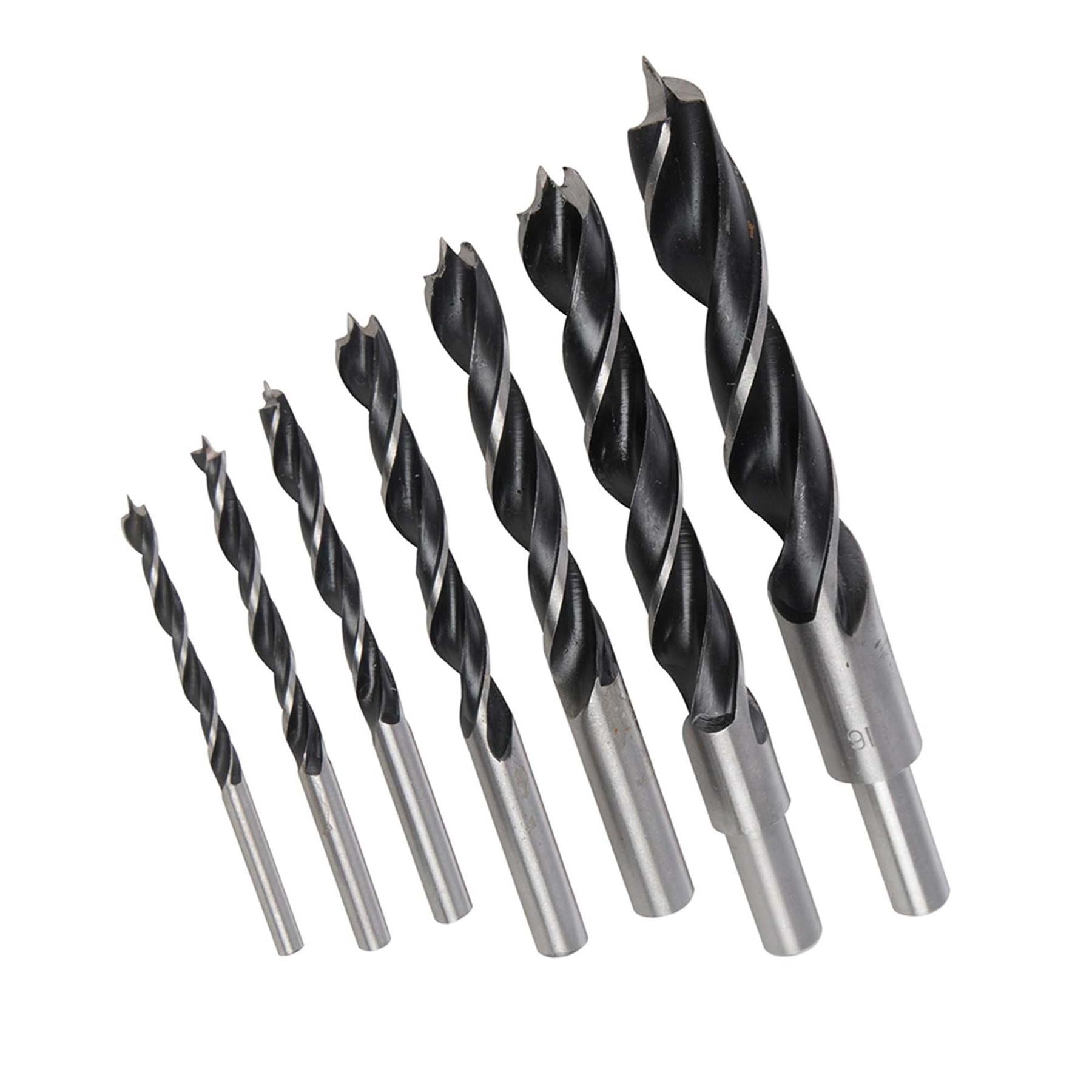 7Pce Lip & Spur Drill Bits Set 4mm - 16mm - DIY Tools With Plug Cutter