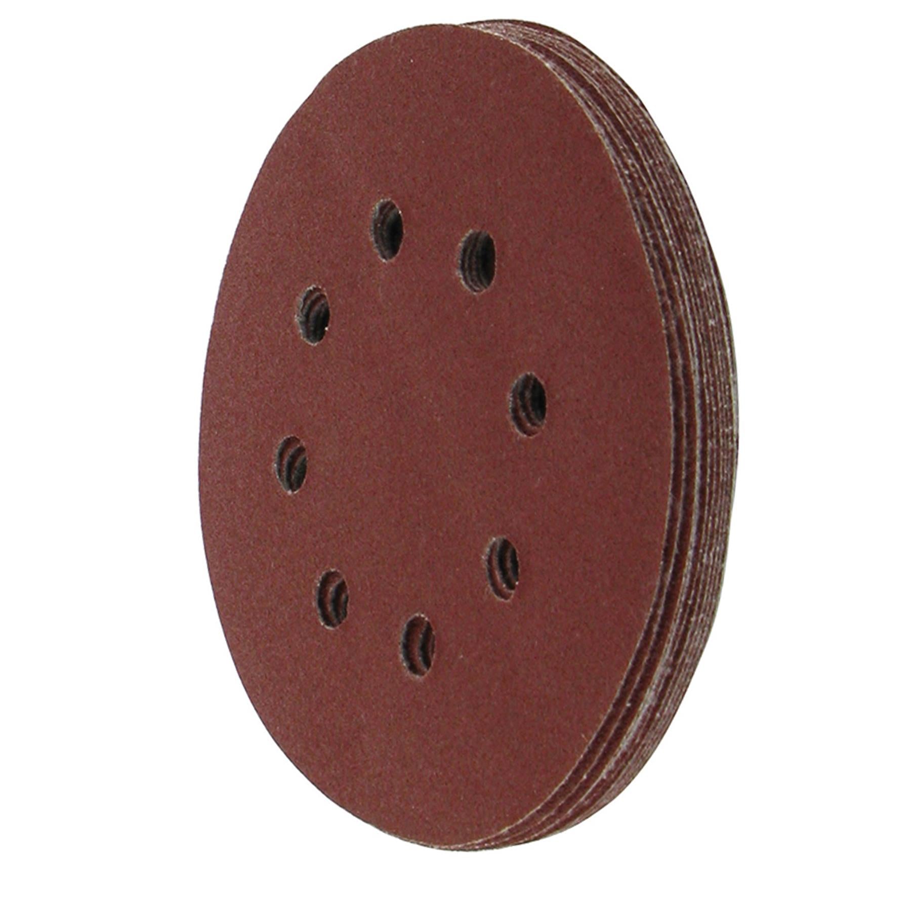 Punched Sanding Discs 125mm 10Pk Grit 80 Hook & Loop Aluminium Oxide New