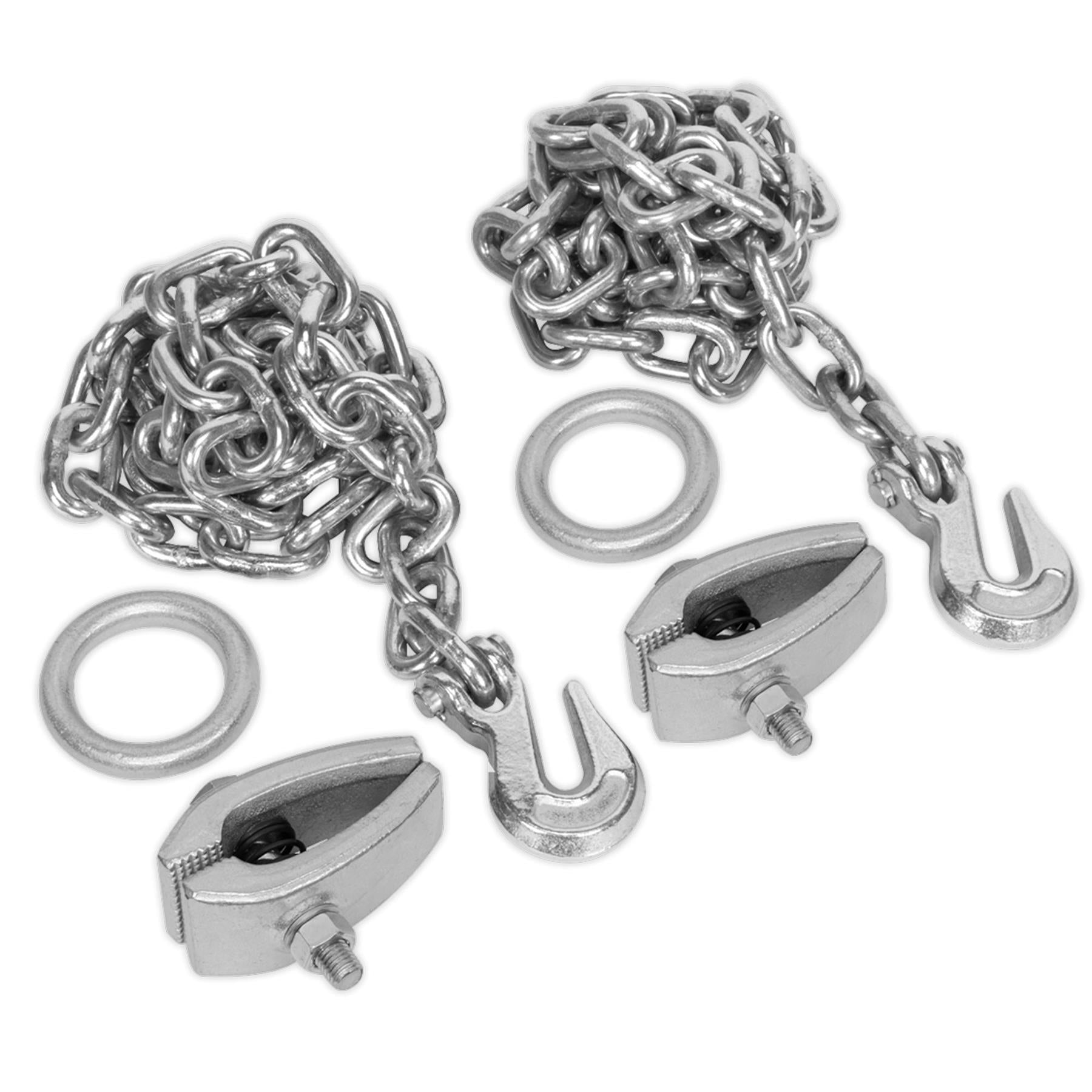Sealey Chain Kit 2 x 2m Chains 2 x Clamps heavy-duty pull clamps.