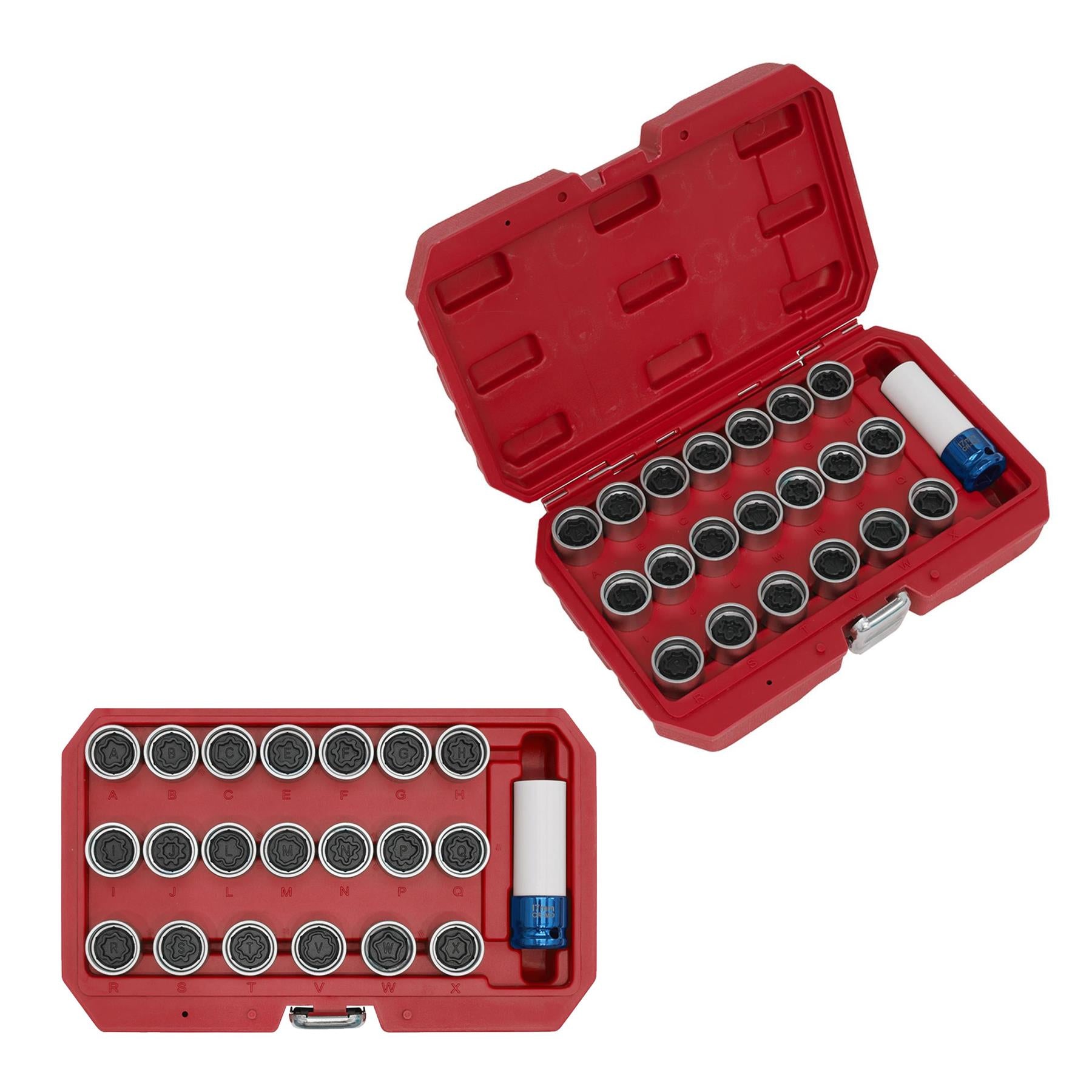 Sealey Locking Wheel Nut Key Set 21pc - Audi 1/2"Sq Drive 17mm