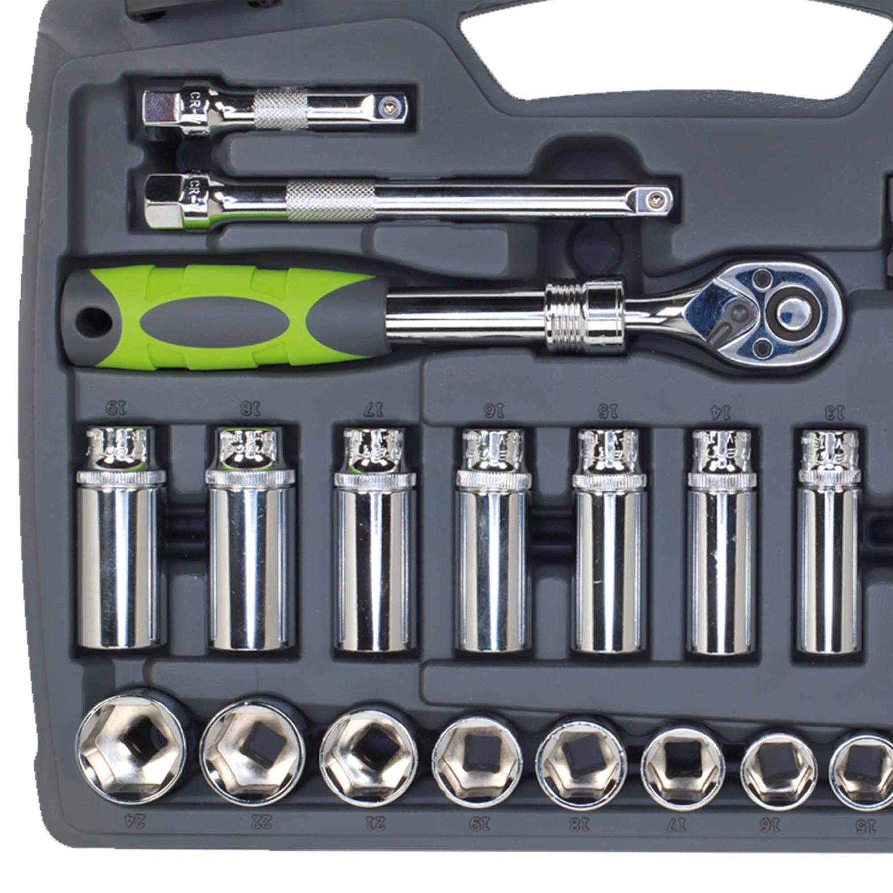 Sealey Socket Set 34pc 3/8"Sq Drive 6pt WallDrive Metric