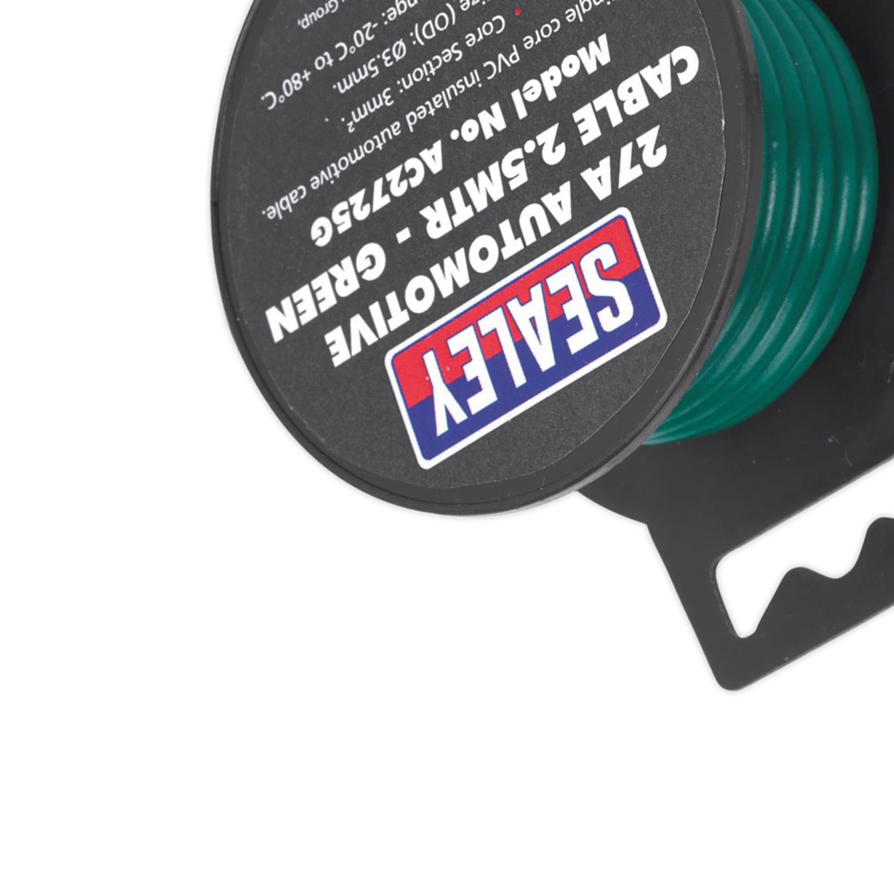 Sealey Automotive Thick Wall Electrical Auto Loom Car Cable 27A 2.5m Green