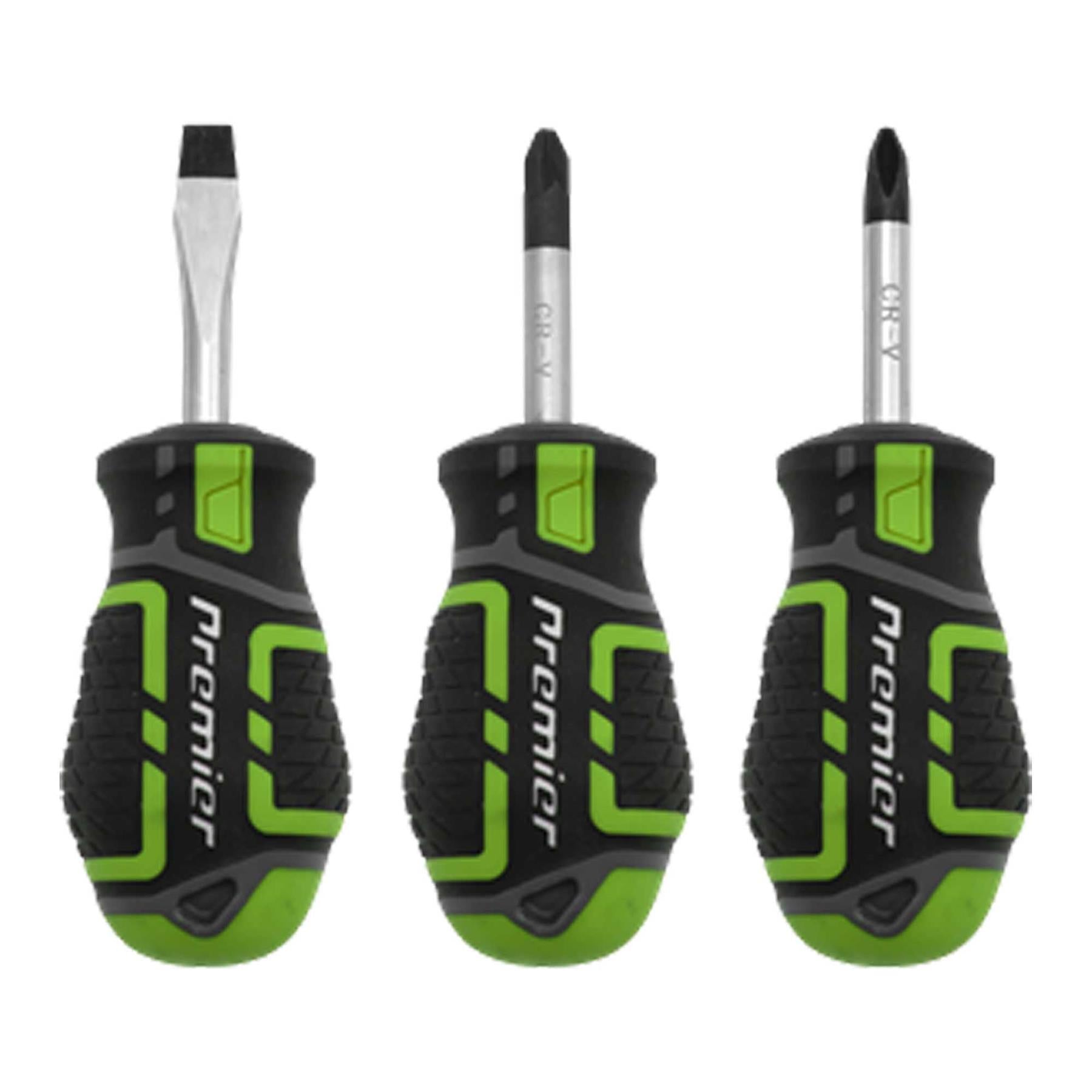 Sealey Screwdriver Set 3pc GripMAX� Stubby - Hi Vis