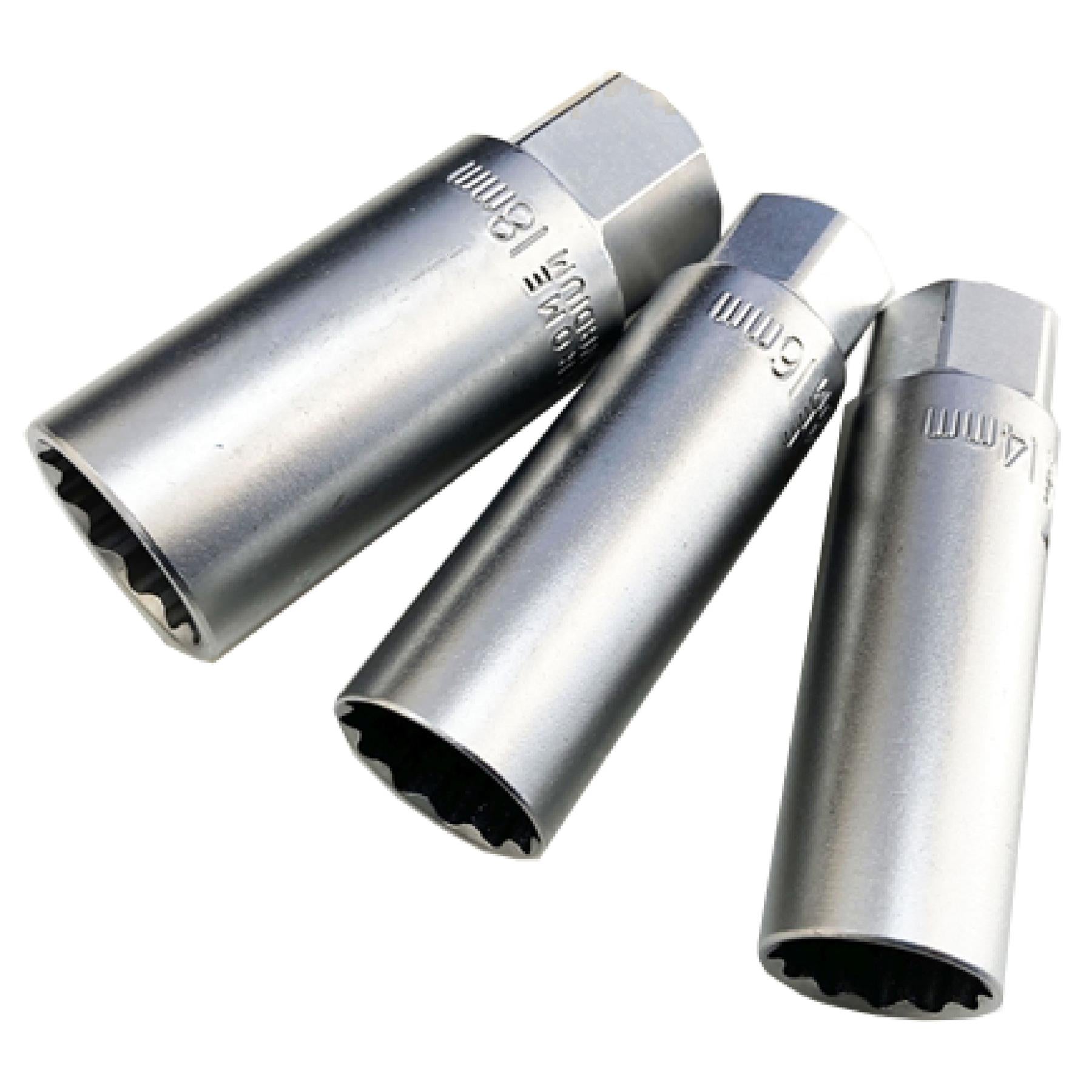 3/8 Dr. Spark Plug Socket Metric Thin Wall Design 14 16 18mm Satin Finish Tools