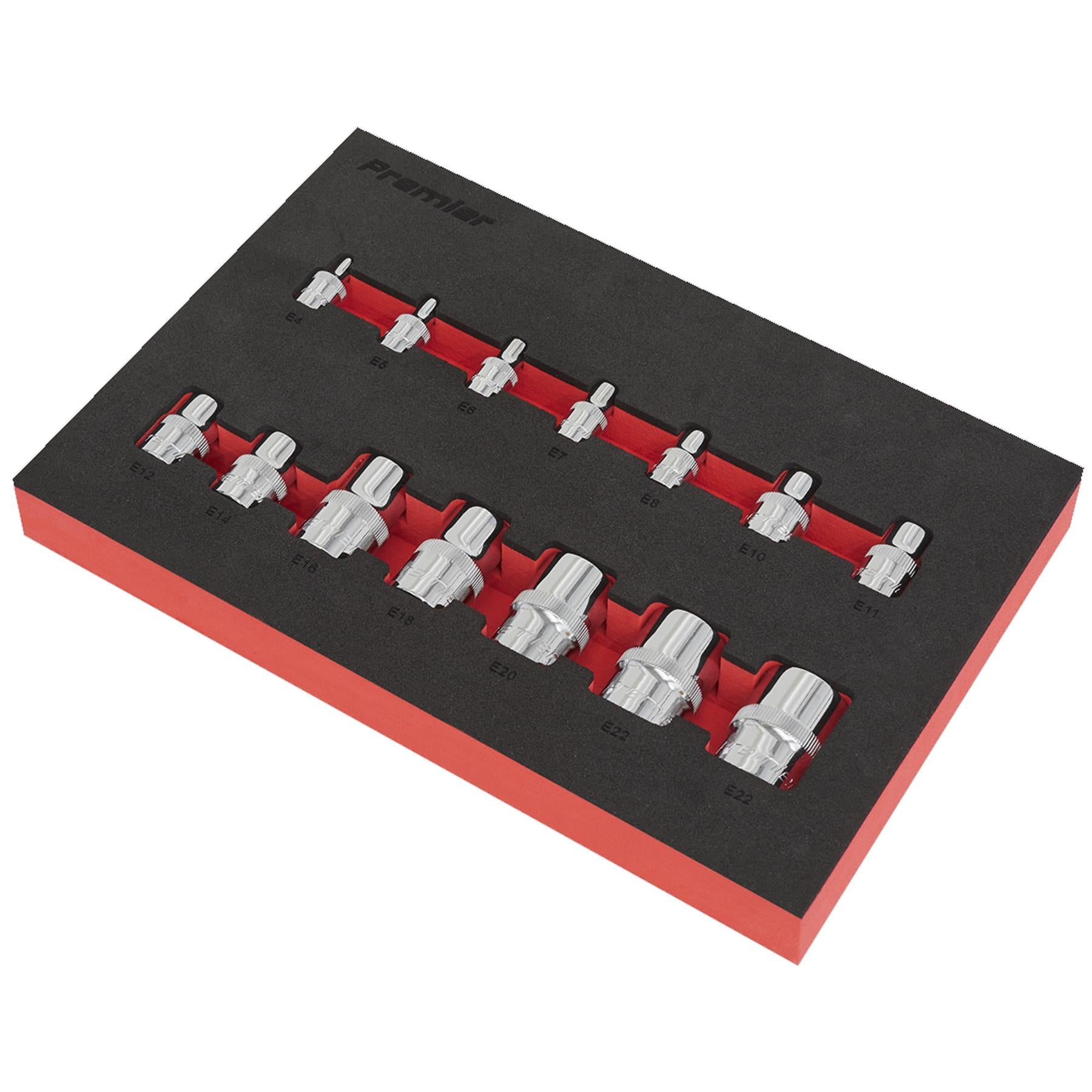 Sealey TRX-Star* Socket Set 14pc 1/4", 3/8" & 1/2"Sq Drive E4-E24