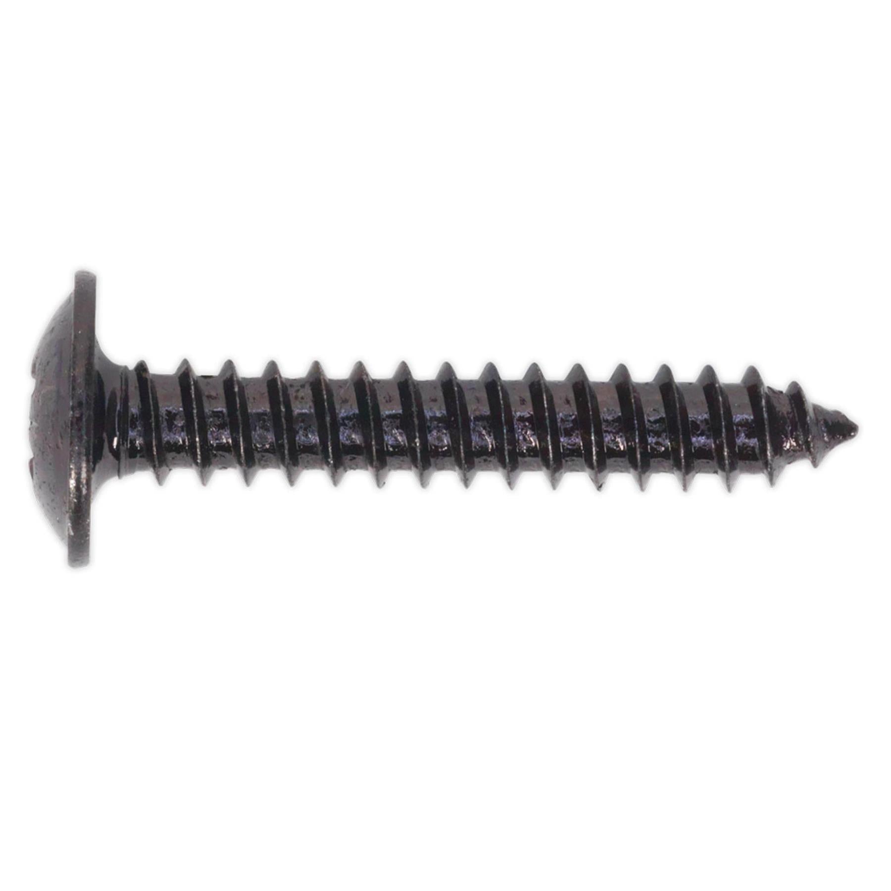 Self Tapping Screw 4.2 x 25mm Flanged Head Black Pozi Pack of 100 Sealey
