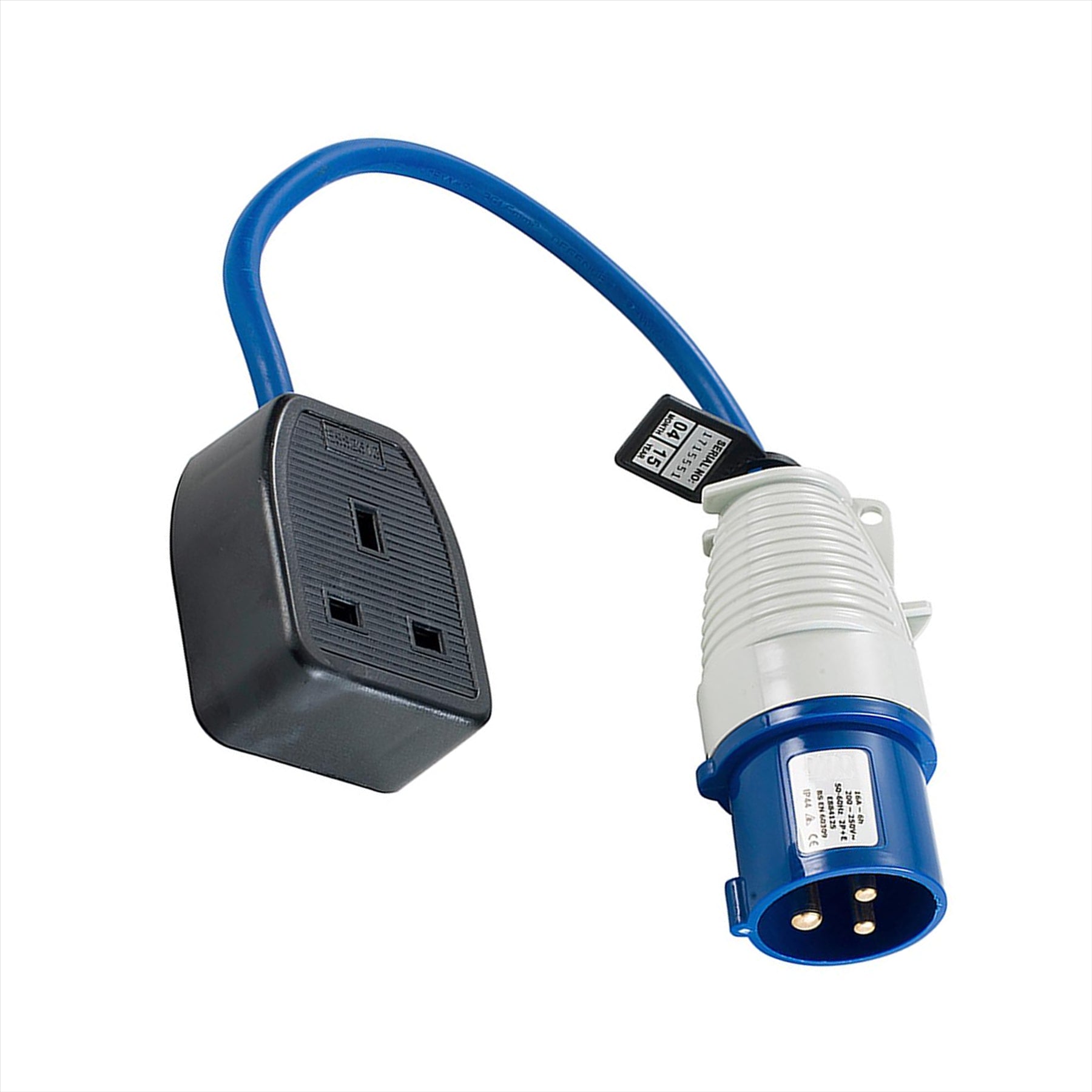 Defender Fly Lead Converter 16A - 13A 230V Single socket with 25cm cable