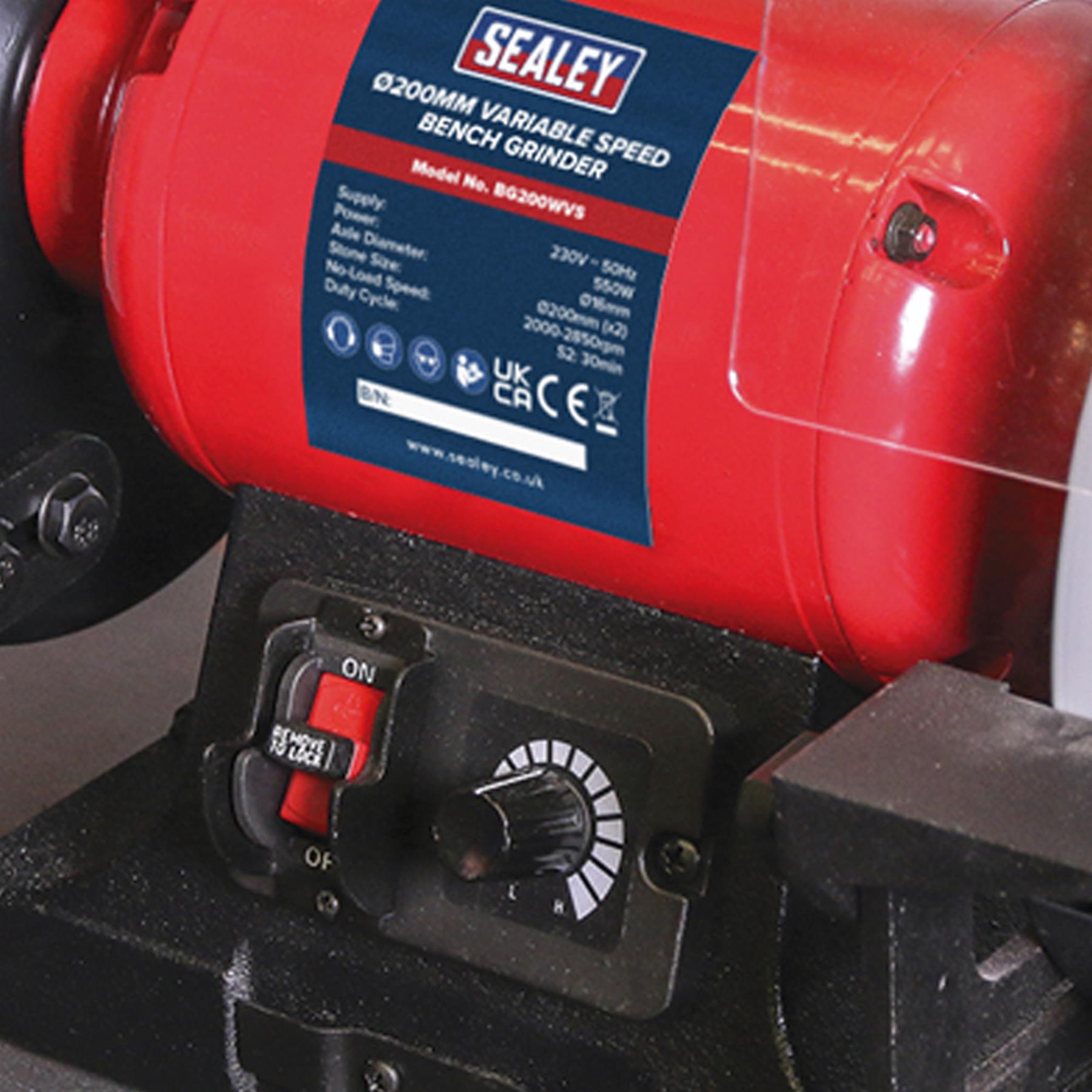 Sealey Bench Grinder 200mm Variable Speed Garage Workshop DIY