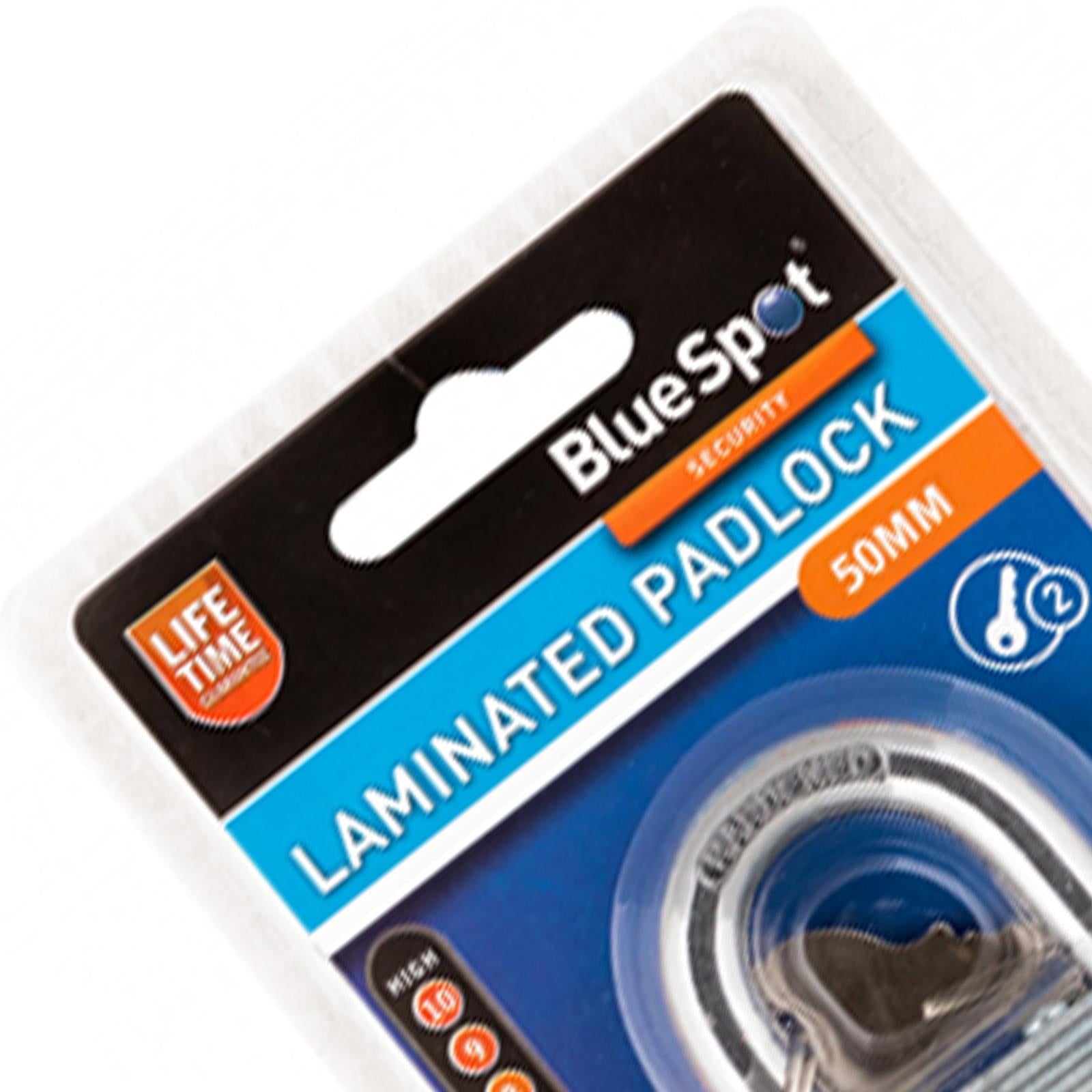 BlueSpot 50mm Laminated Padlock +WITH 2 KEYS+ High Security Steel Body