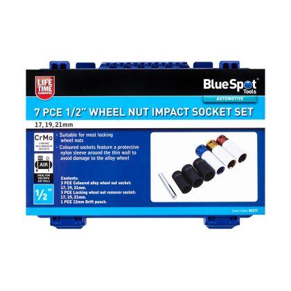 Blue Spot 7 PCE Wheel Nut Impact Socket Set (17, 19, 21mm)