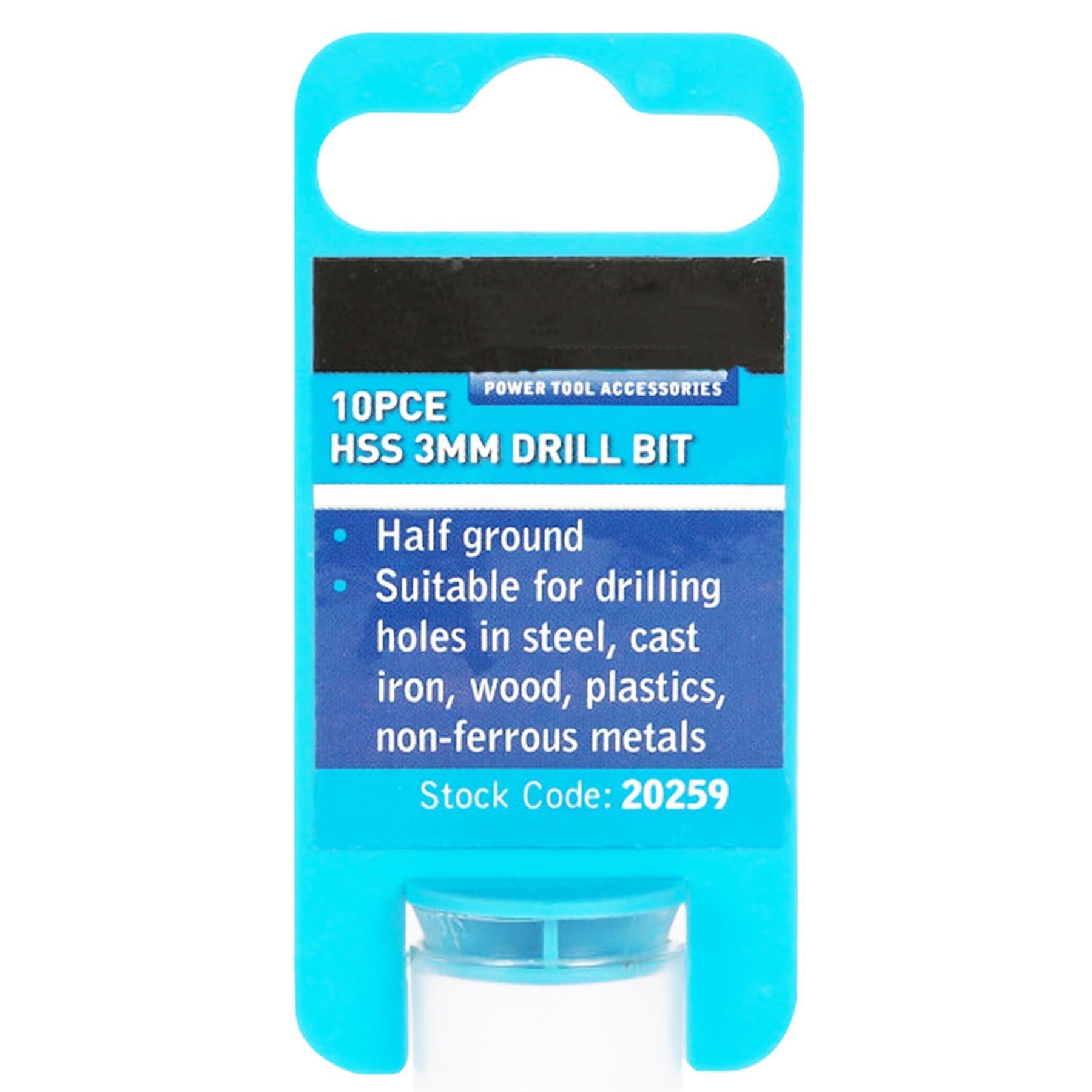 BlueSpot Hss Drill Bit Set 3mm Wall Stone Concrete Brick Drills Bits 10pc