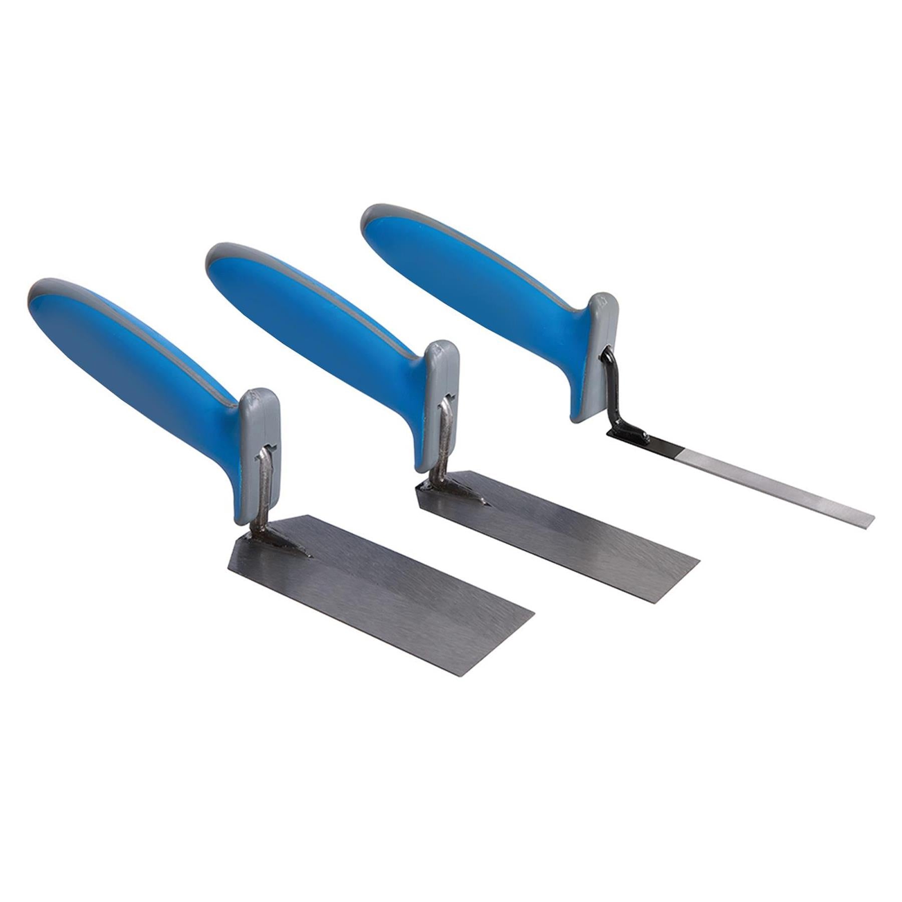 3Pce Margin Trowel Soft-Grip Set working mortar in tighter areas and corners