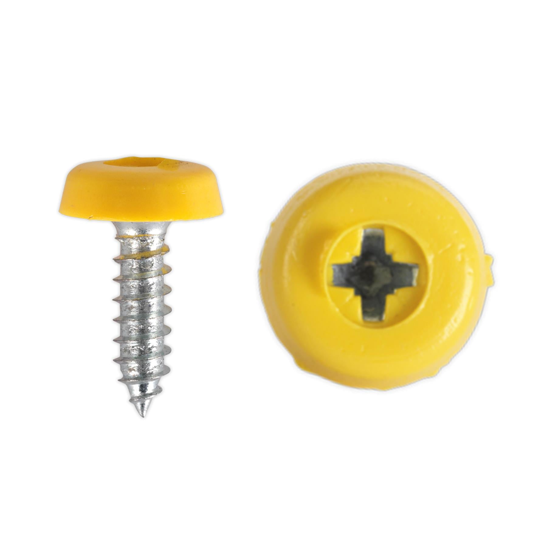 Sealey Numberplate Screw Plastic Head 4.8 x 18mm Yellow Pk of 50