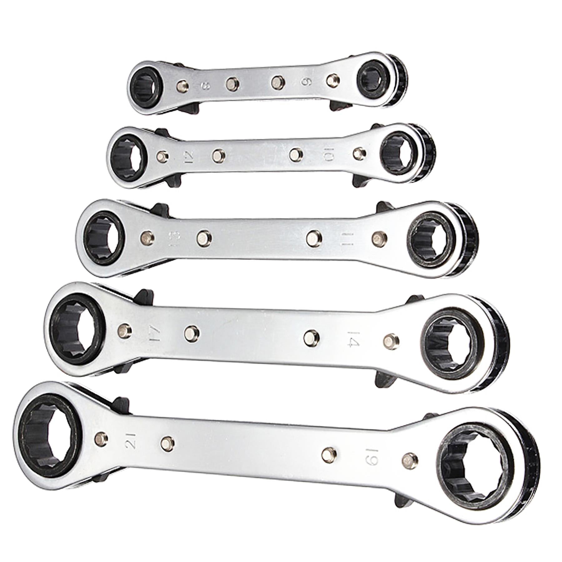 Ratcheting Ring Spanner Set 5 Metric Ratchet Ring Spanners 6-21mm Spanners