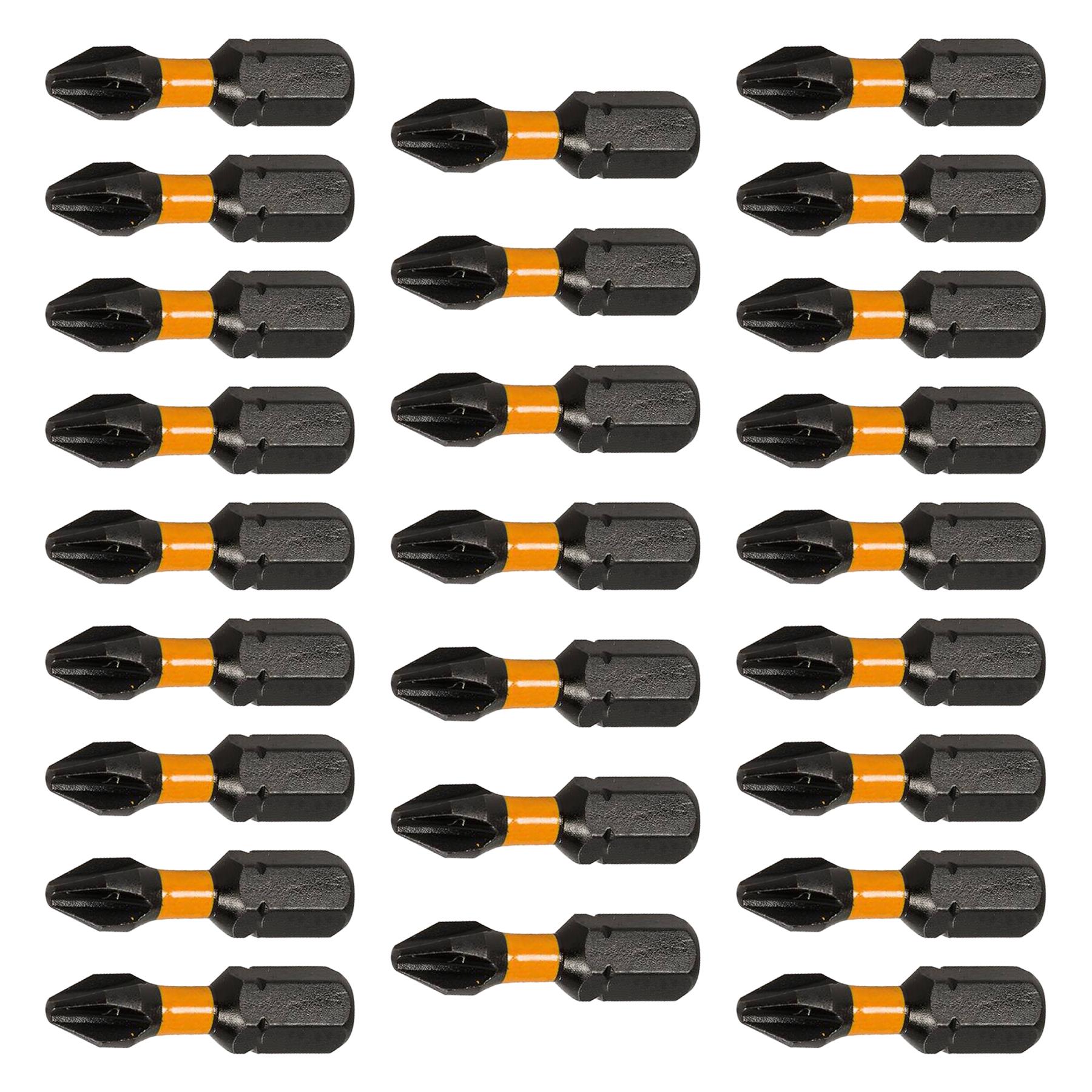 Phillips Screwdriver Impact Bit PH2 High Torque Premium S2 Steel Drills 25pk