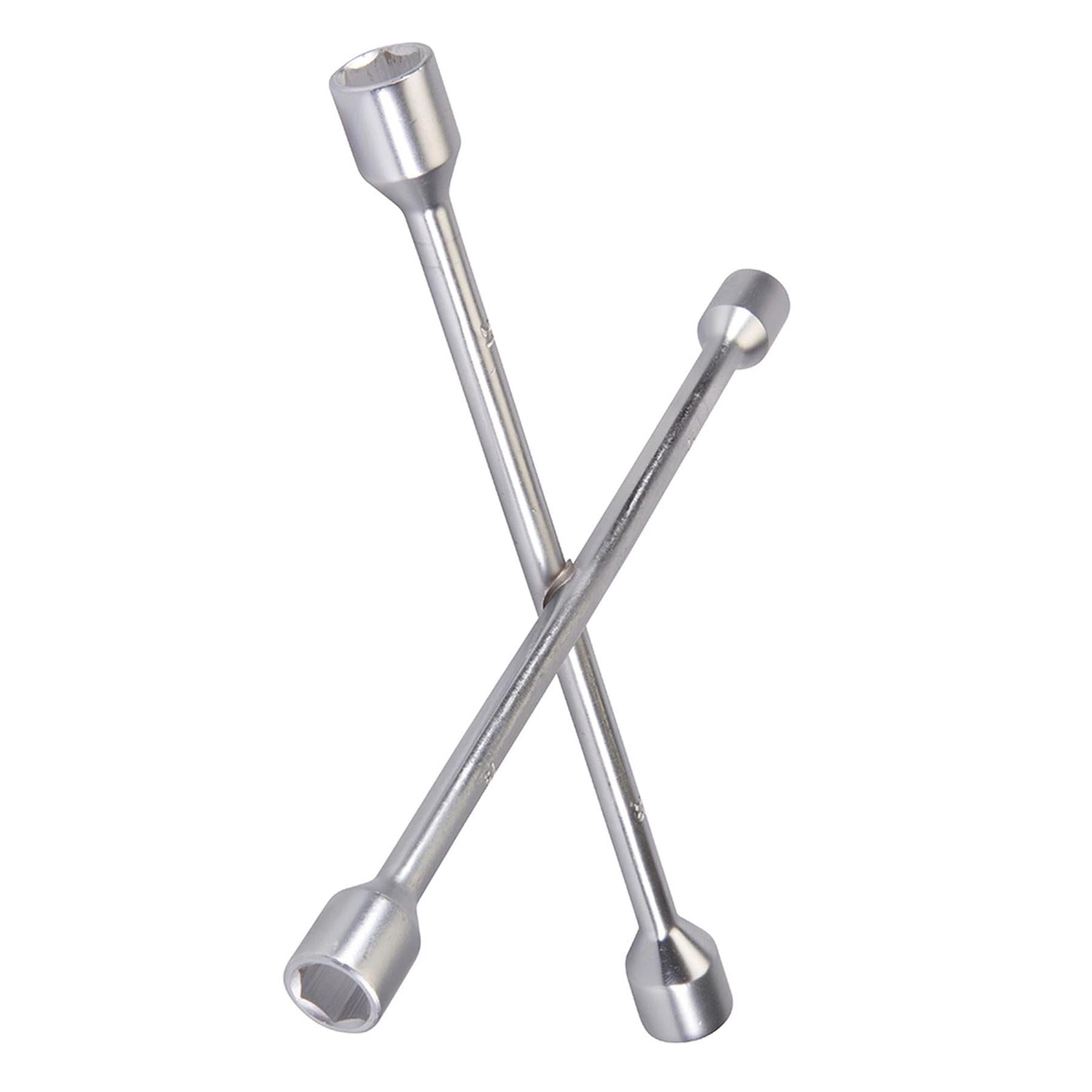 Cross Wrench 17, 19, 21 & 23mm Hexagonal 4 Sockets En-8 Carbon Steel Hardened