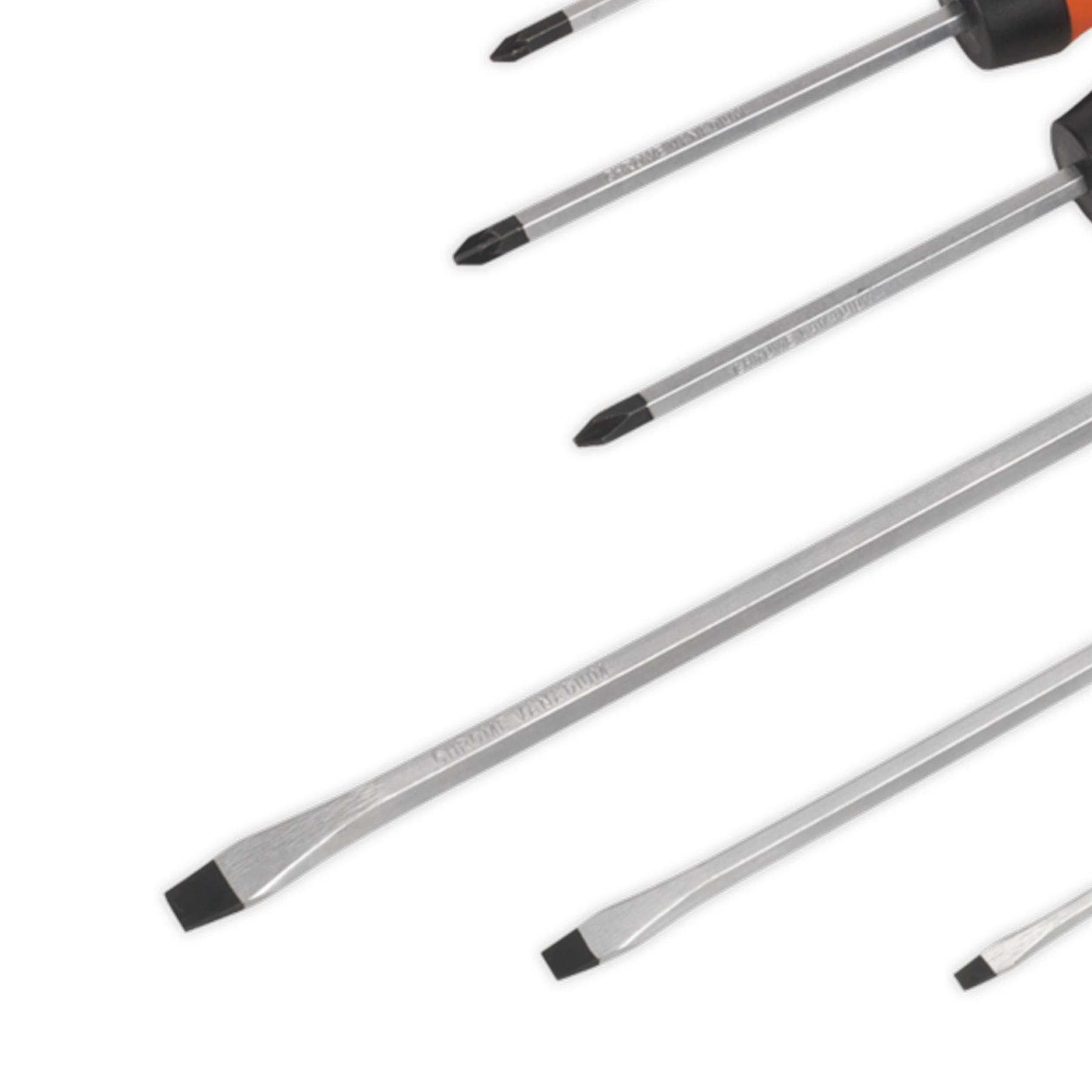 Sealey Screwdriver Set 8pc Hammer-Thru Hi-Vis Orange