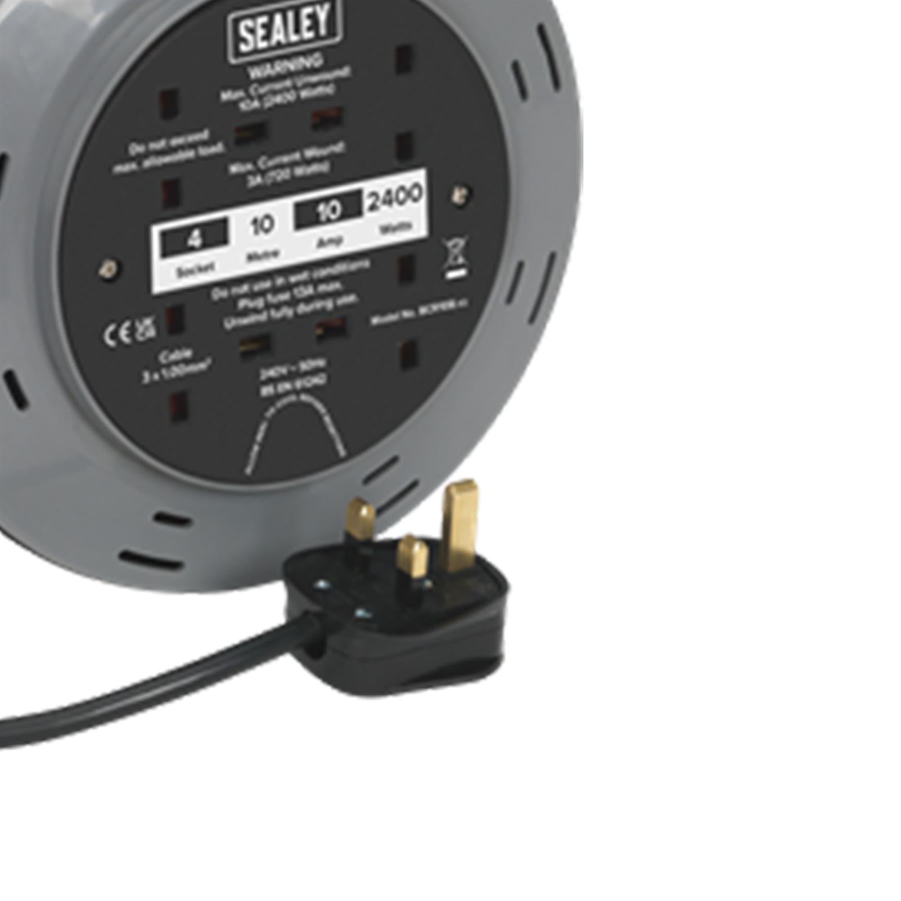 Sealey Cassette Type Cable Reel 10m 4 x 230V 1.00mm� Thermal Trip