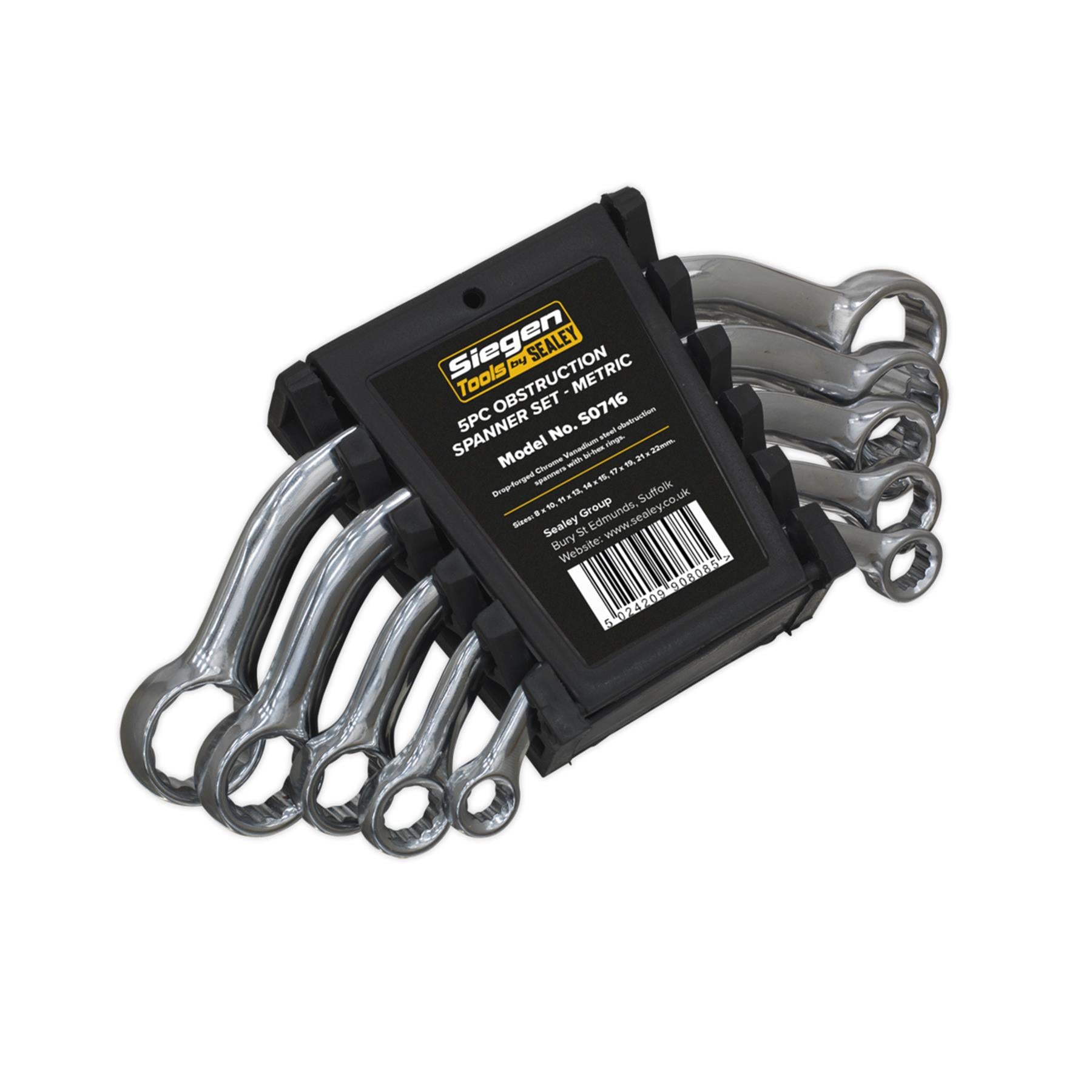 Sealey Obstruction Spanner Set 5pc Metric