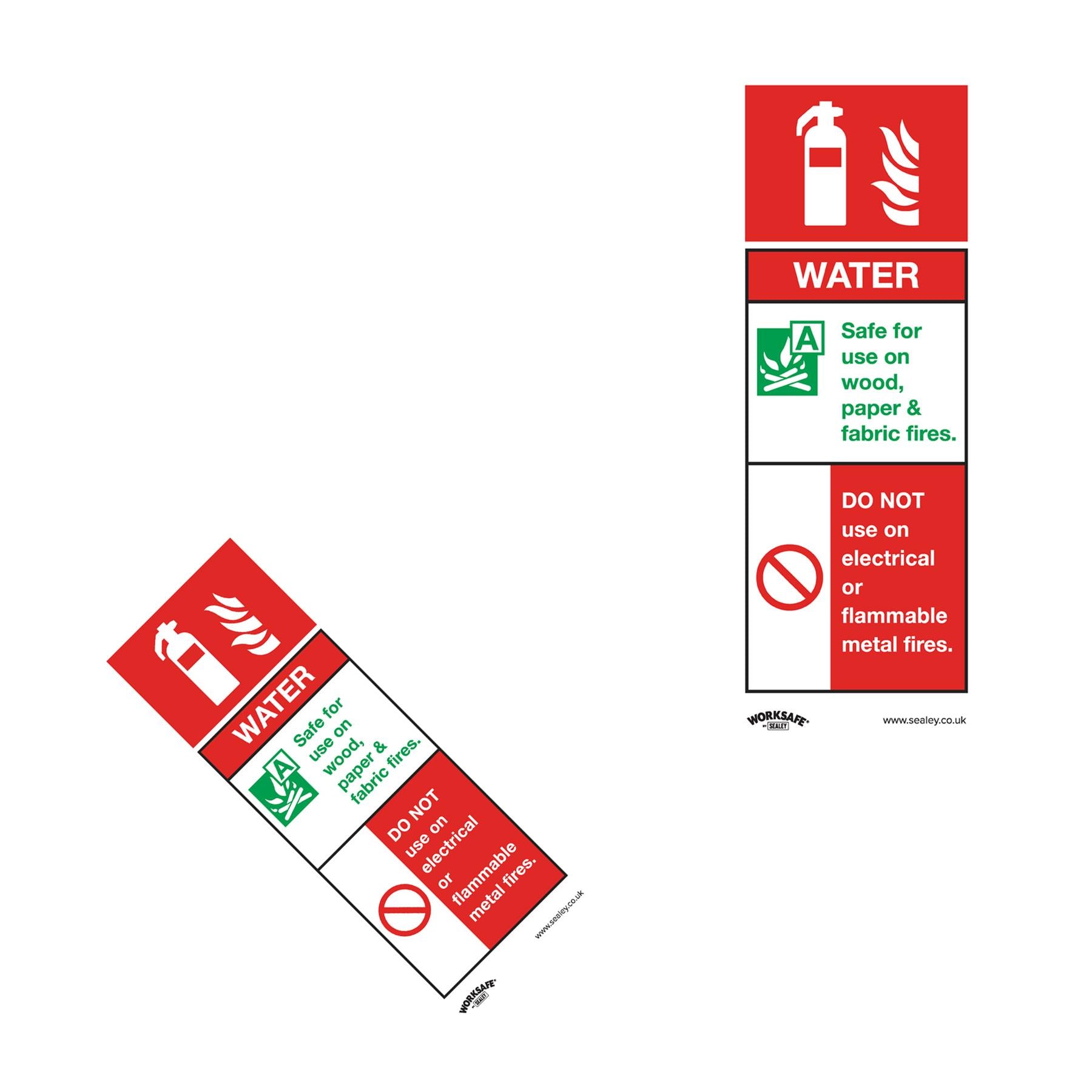 Sealey Safety Sign - Water Fire Ext. - Rigid Plastic - Pack of 10