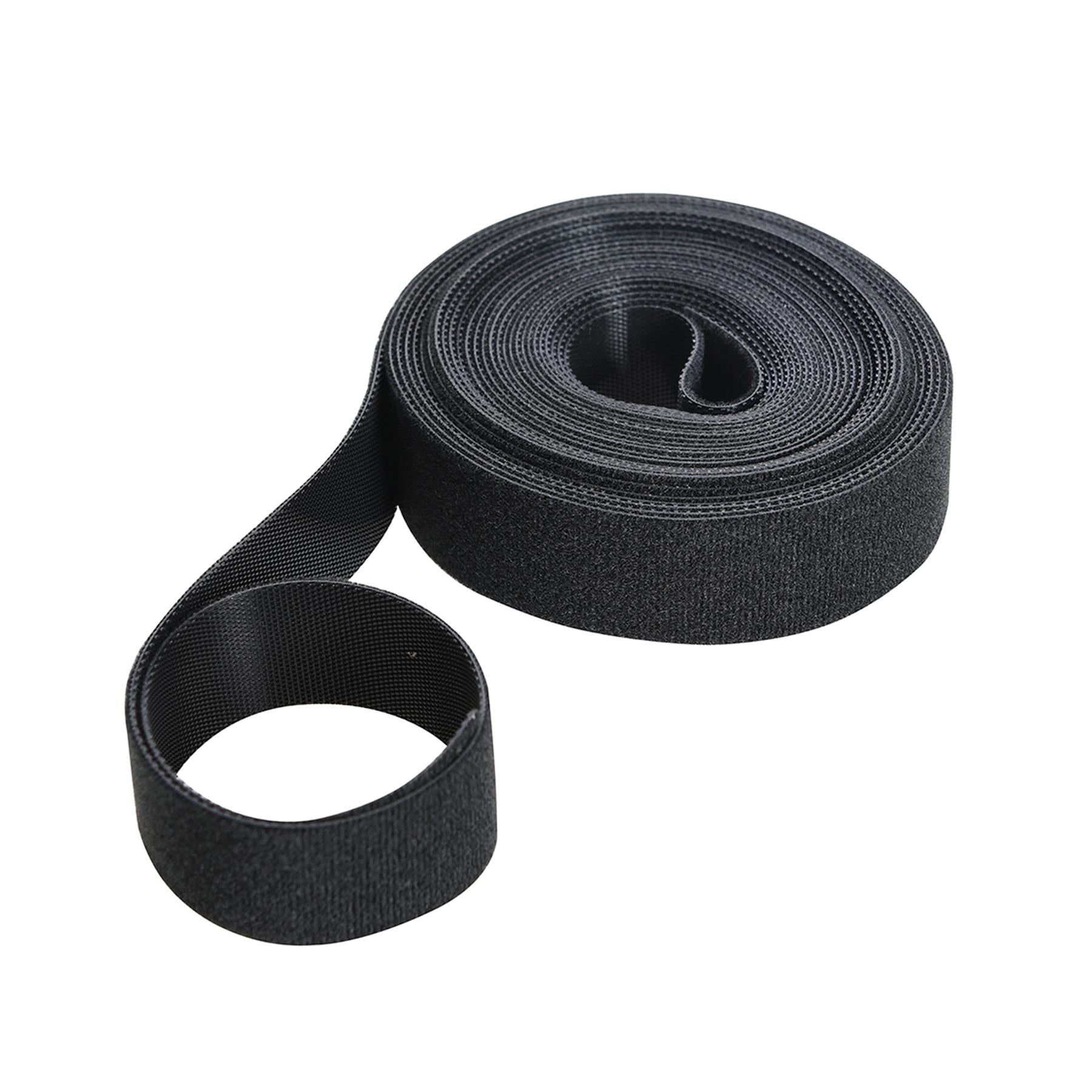 Self-Wrap Hook & Loop Tape Black - 25mm X 5M Double-Sided 100% Nylon Reusable
