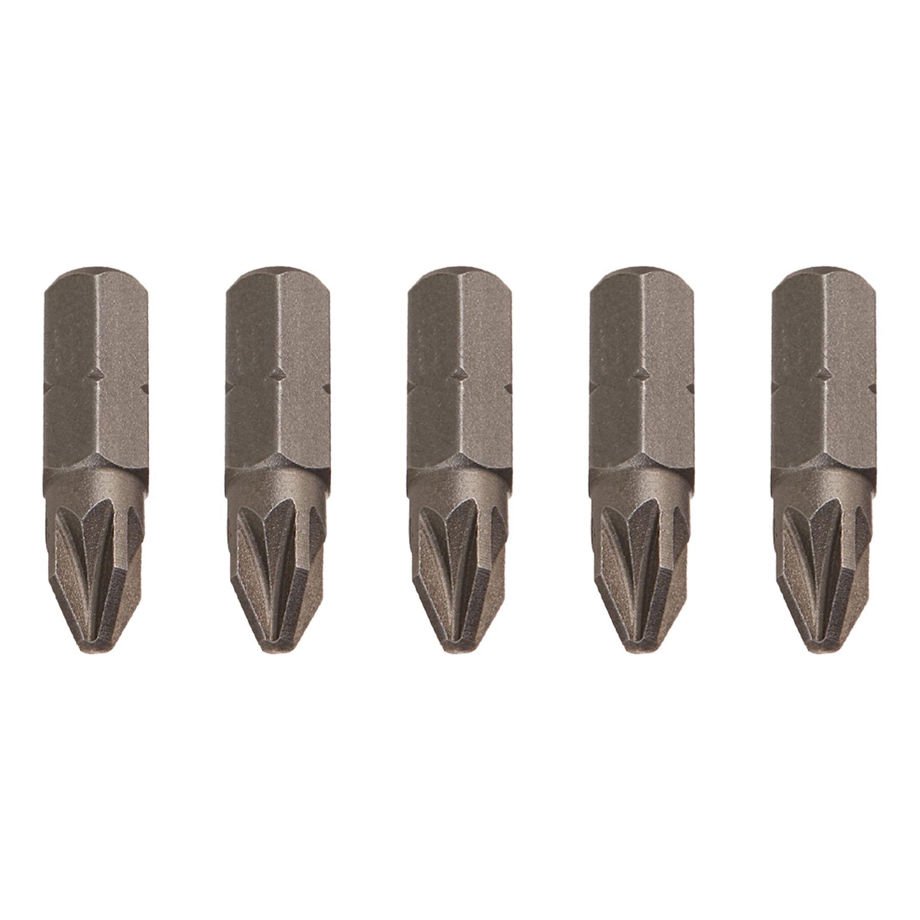 Pozidriv PZ2 Screwdriver Bits CRV Chrome Vanadium Steel 1/4" Hex Drive 5Pcs