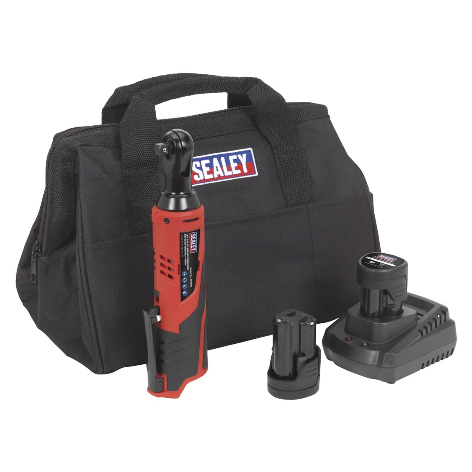 Sealey CP1202KIT Cordless Ratchet Wrench Kit 3/8"Sq Drive 12V Li-ion 2 Batteries