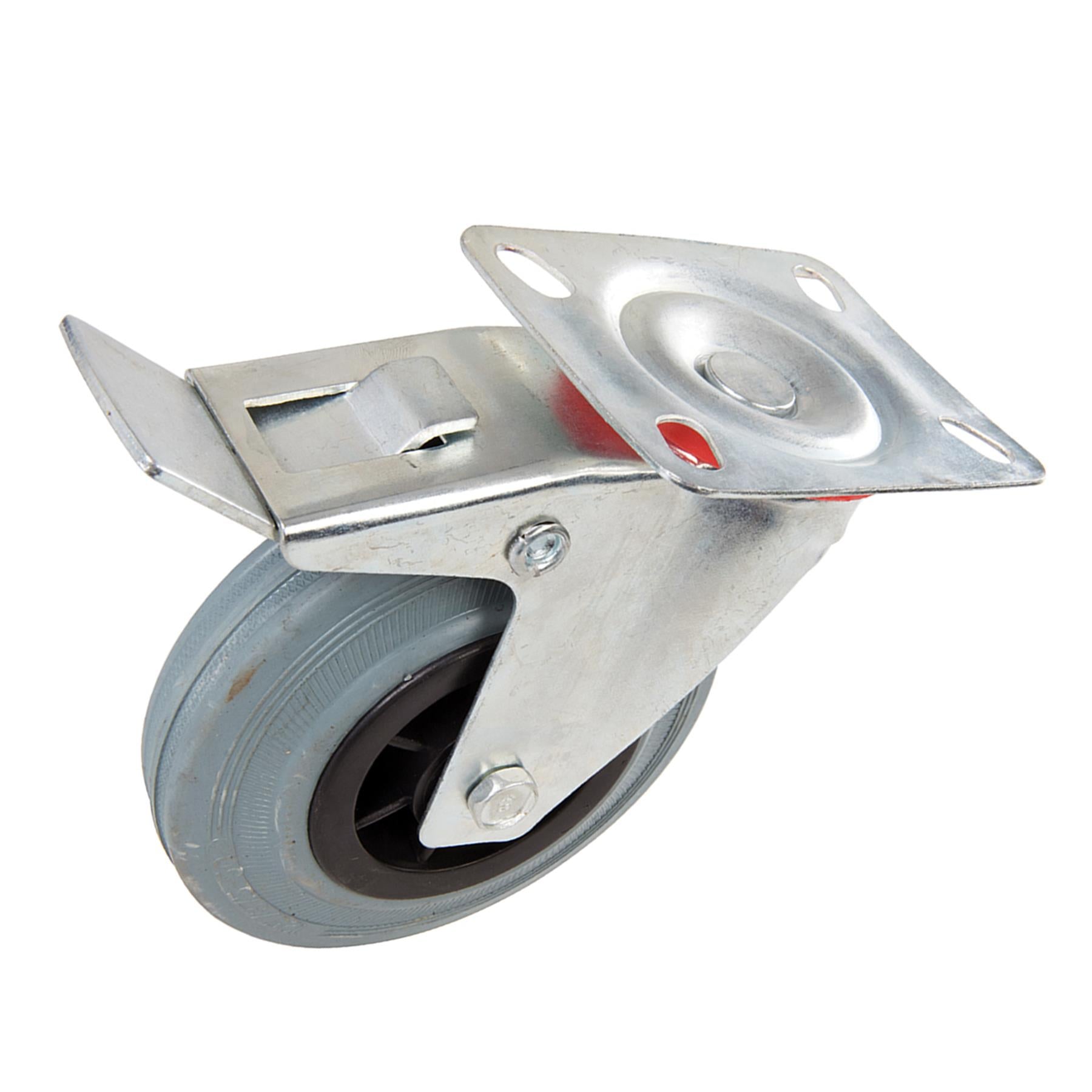 4 x Heavy Duty 125mm Rubber Swivel Castor Wheels Trolley Furniture Caster