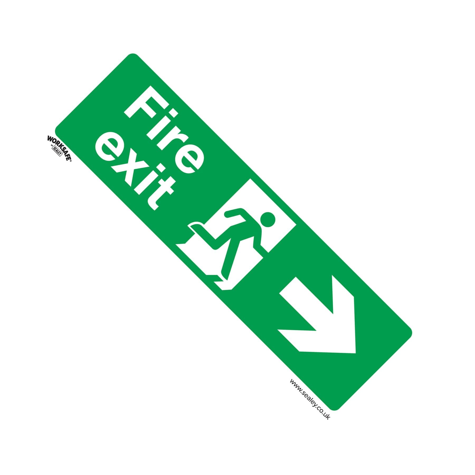 Sealey Safety Sign - Fire Exit (Right) - Rigid Plastic - Pack of 10