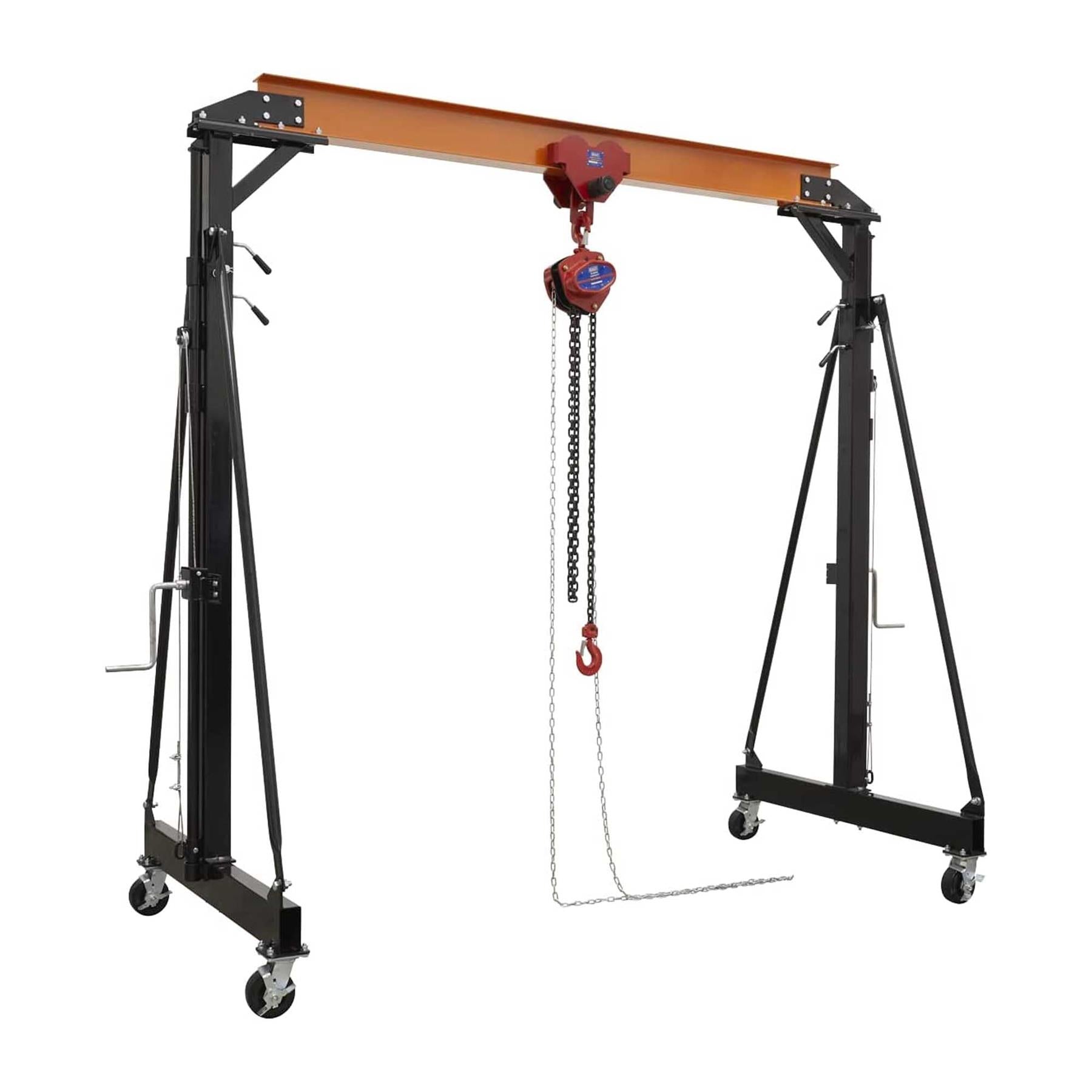 Sealey Portable Lifting Gantry Crane Adjustable 2 Tonne & Hoist Combo