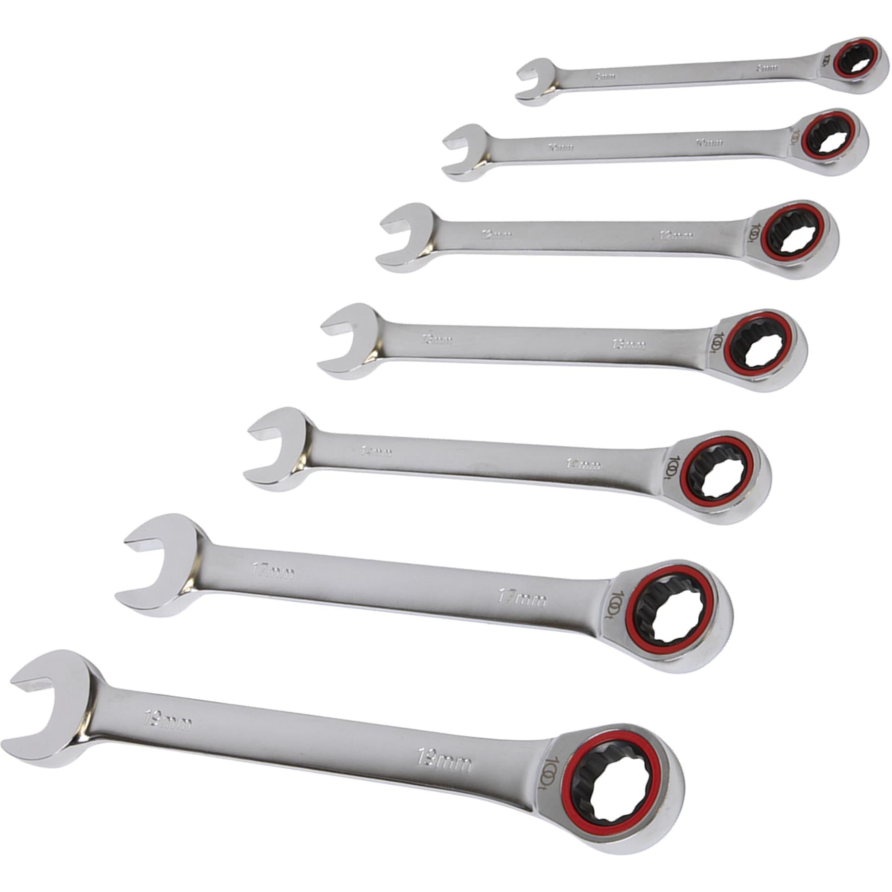 Sealey Ratchet Combination Spanner Set 7pc Metric Platinum Series