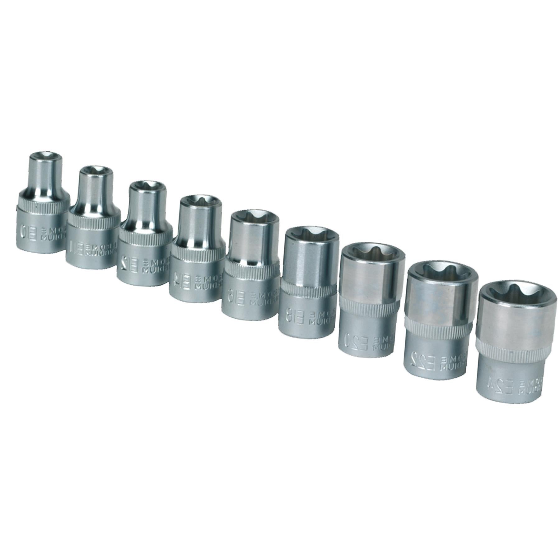 Sealey TRX-Star* Female Socket Set 9pc 1/2"Sq Drive E10-E24