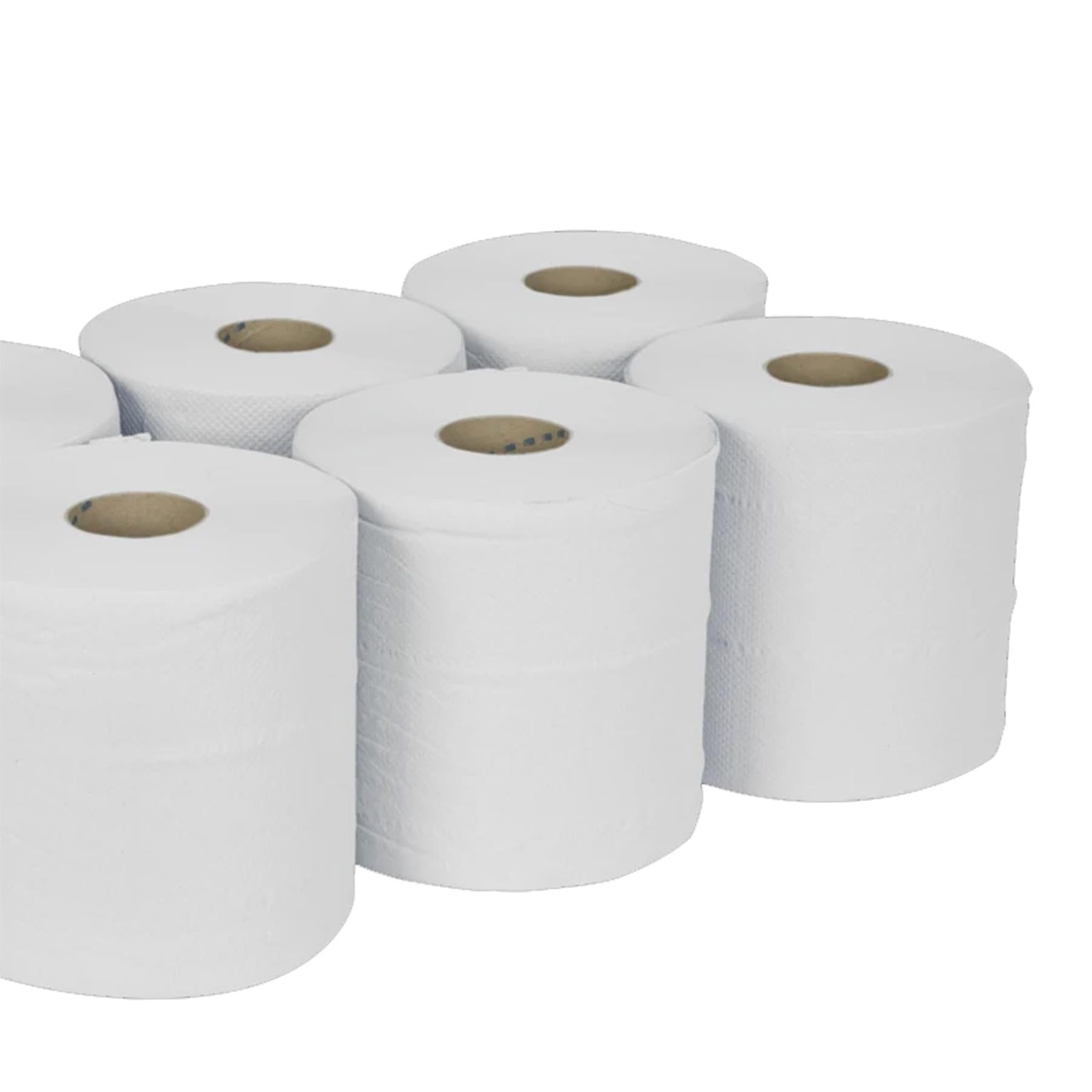Paper Roll White 2-Ply Embossed 150m Pack of 6.Sealey