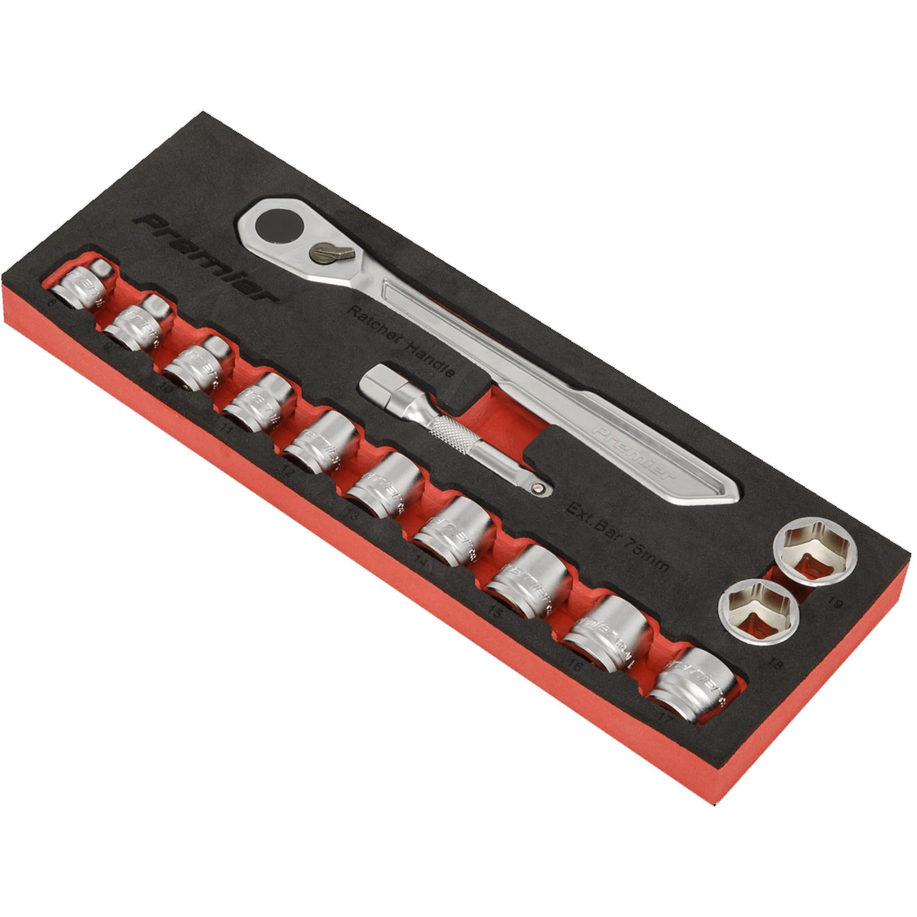 Sealey Low Profile Socket Set 14pc 3/8"Sq Drive Metric - Platinum
