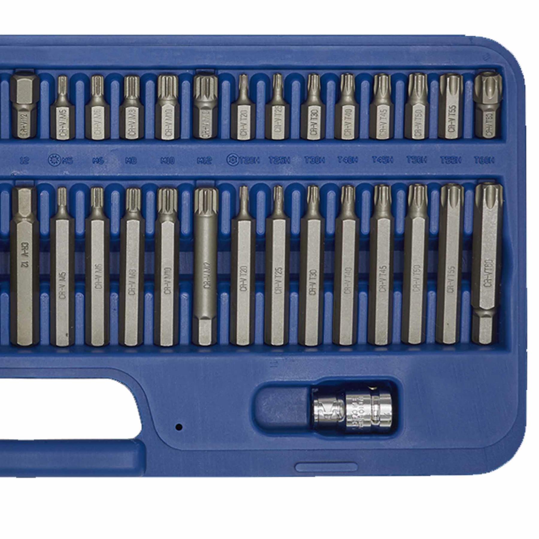 Sec. TRX-Star*/Hex/Ribe/Spline Bit Set 56pc 3/8" & 1/2"Sq Dr. Sealey