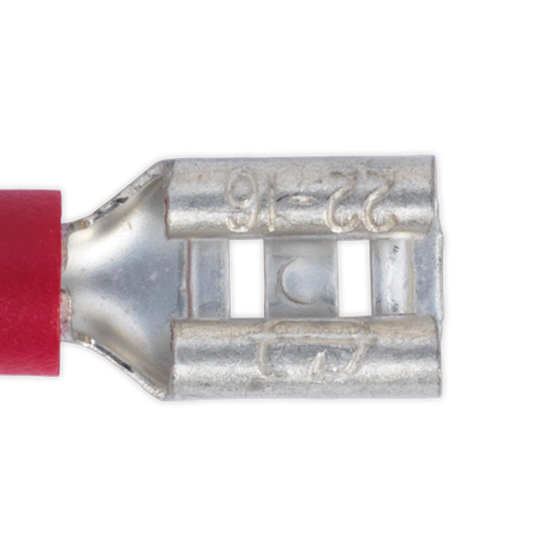 Sealey Push-On Terminal 4.8mm Female Red Pack of 100