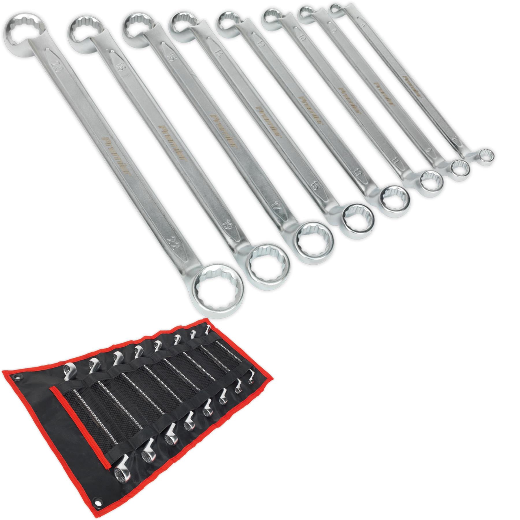 Sealey Offset Double End Ring Spanner Set 8pc Metric