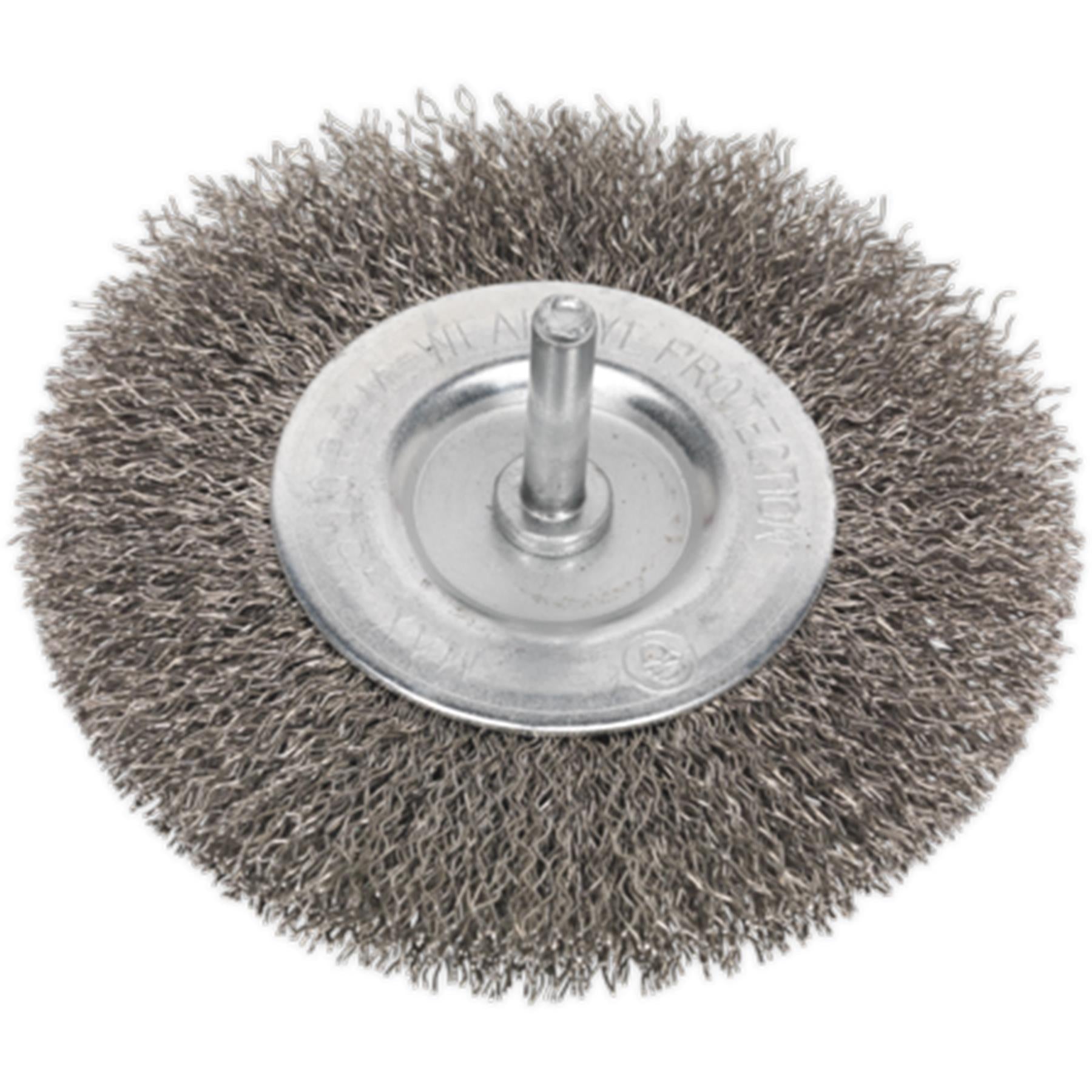 Sealey Flat Wire Brush Stainless Steel 100mm with 6mm Shaft