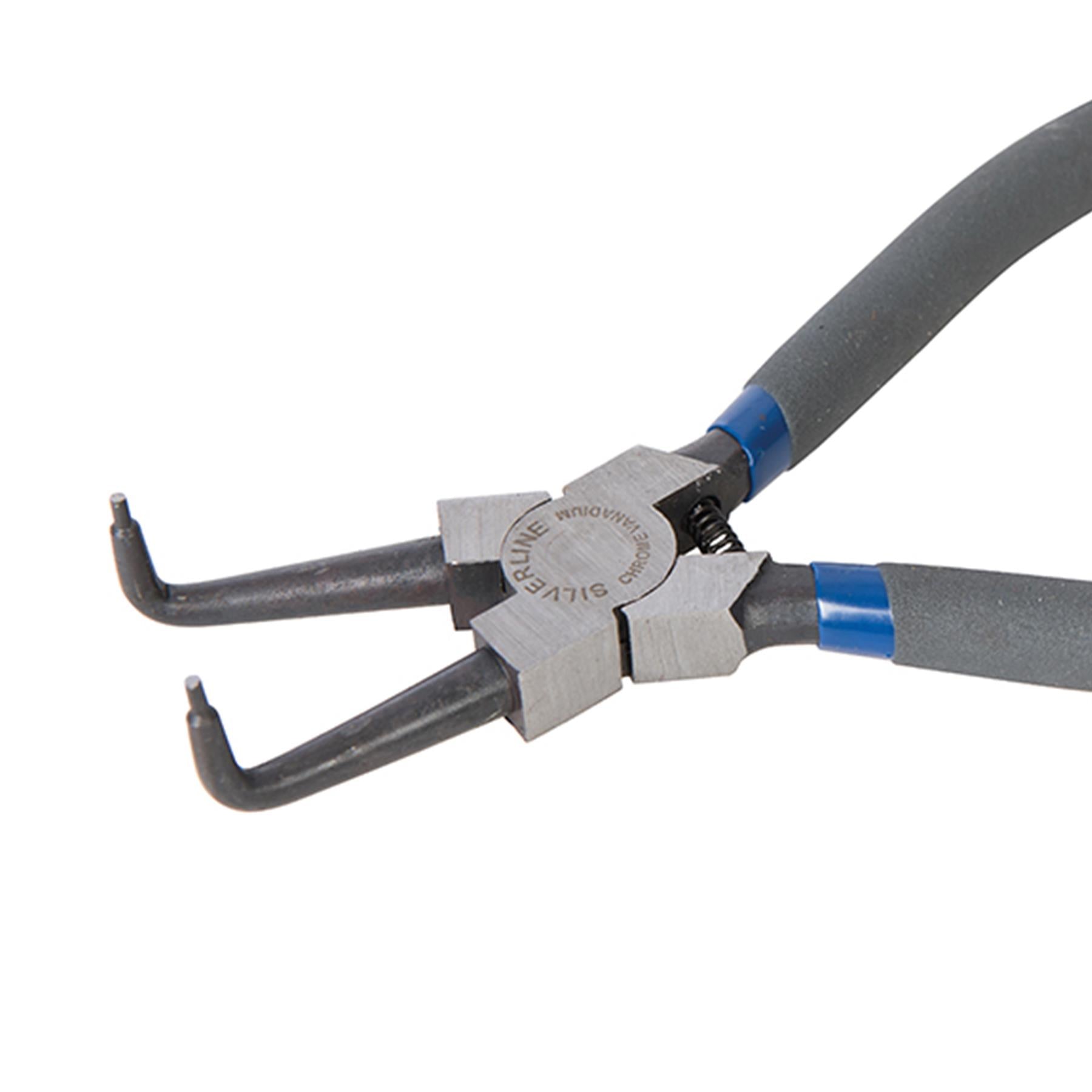 Bent Nose Internal Circlip Pliers 180mm Chrome Vanadium Tips Pvc Dipped Handles